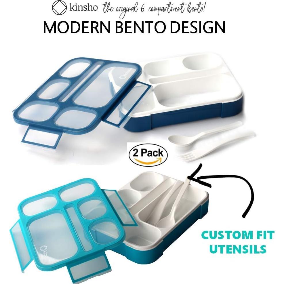 Caja Bento Kinsho Grande 6 Compartimentos Azul Marino