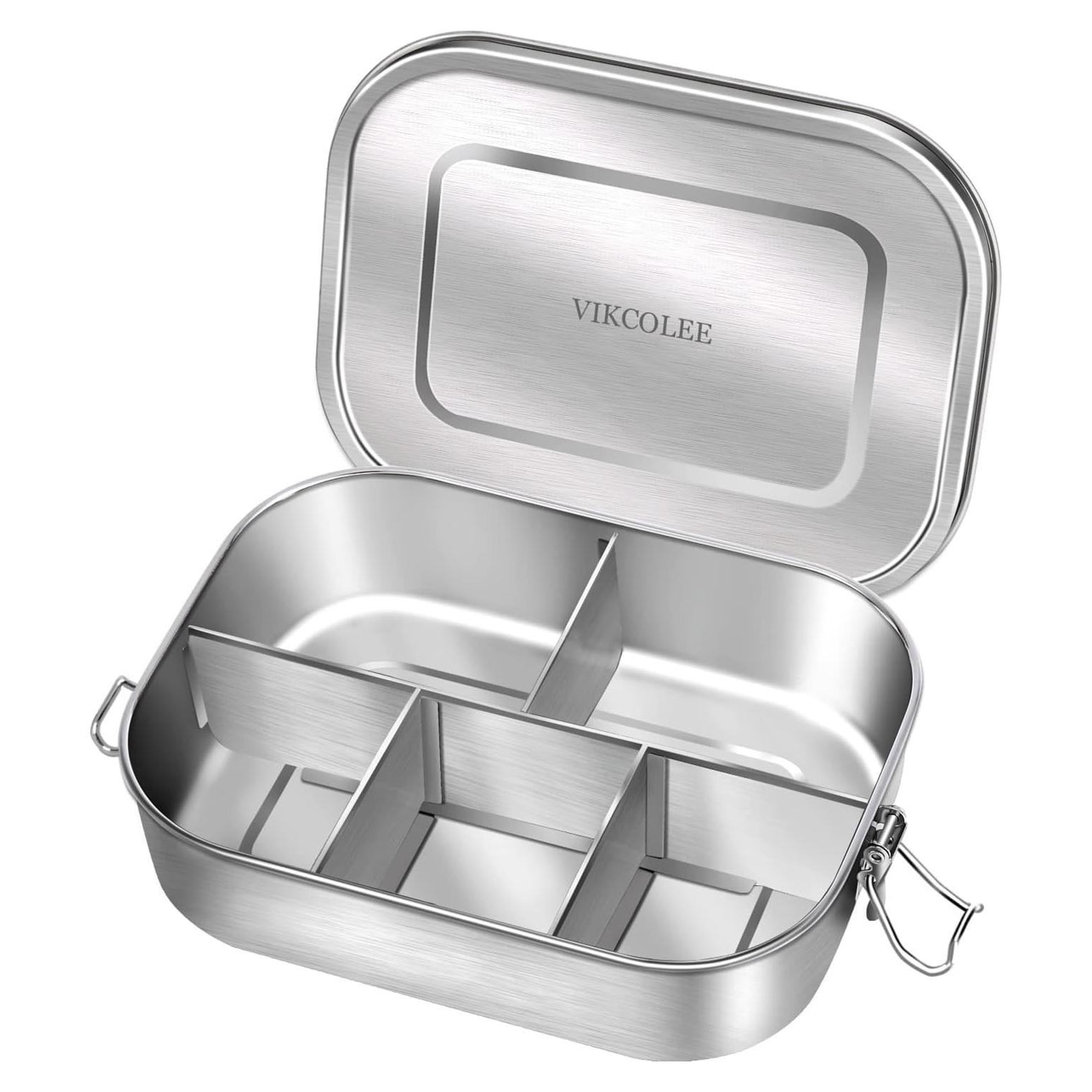 Contenedor de Almuerzo VIKCOLEE 1400ML Acero Inoxidable 5 Compartimentos