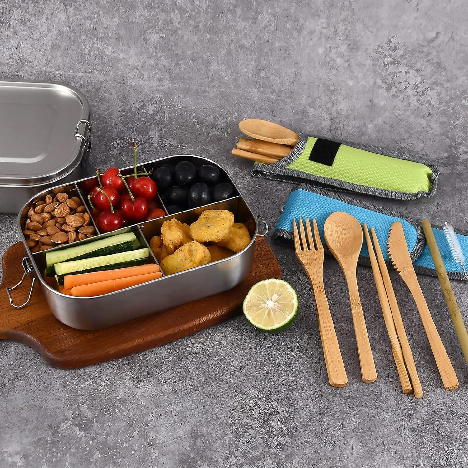 Contenedor de Almuerzo VIKCOLEE 1400ML Acero Inoxidable 5 Compartimentos