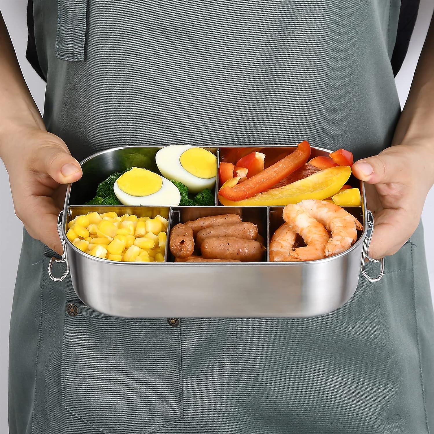 Contenedor de Almuerzo VIKCOLEE 1400ML Acero Inoxidable 5 Compartimentos