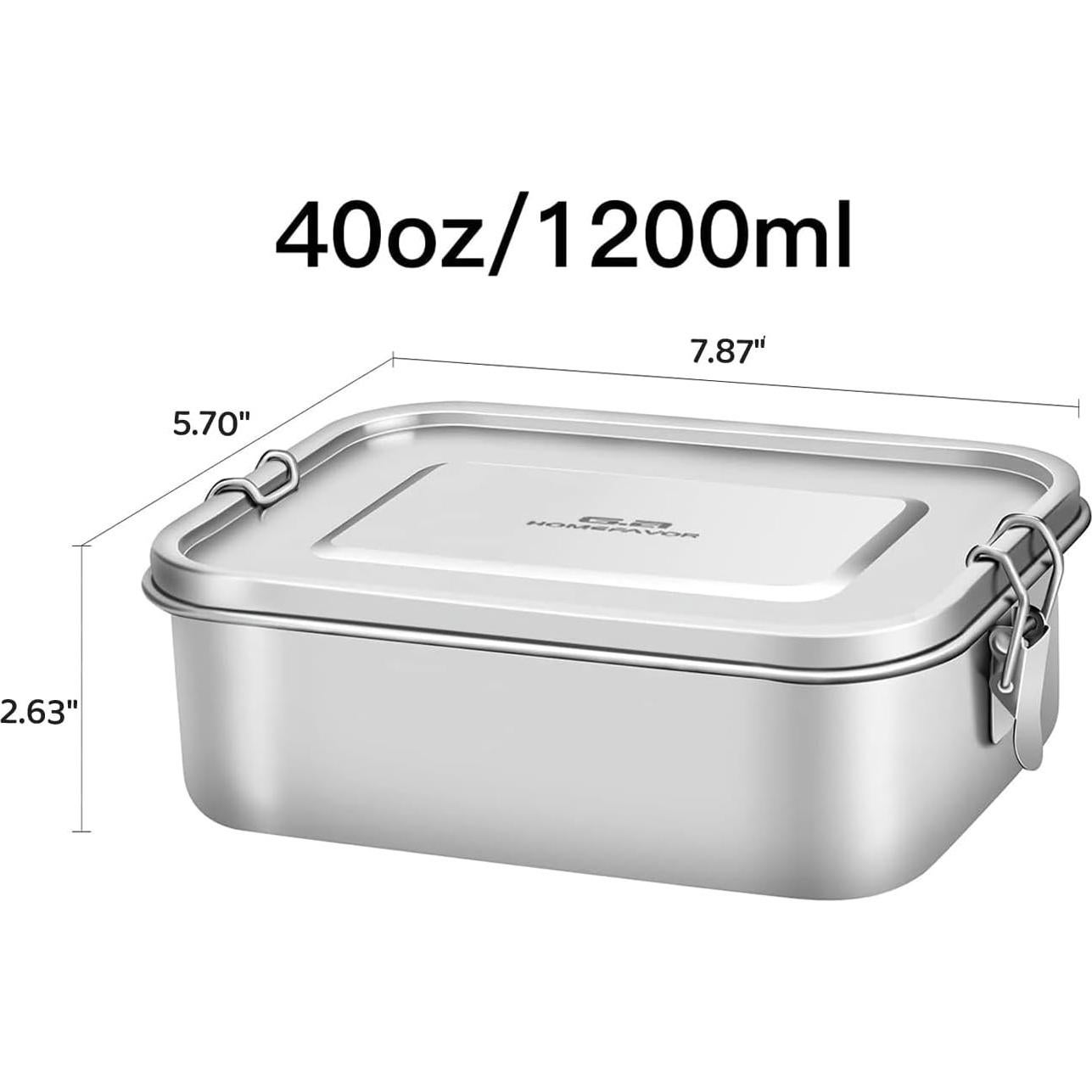 Caja de Almuerzo de Acero Inoxidable G.a HOMEFAVOR 1200 ml
