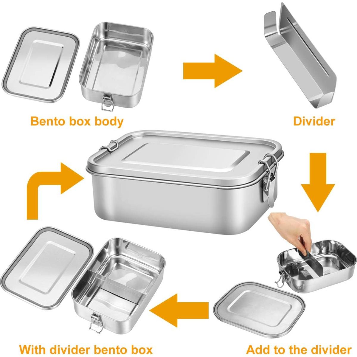 Caja de Almuerzo de Acero Inoxidable G.a HOMEFAVOR 1200 ml