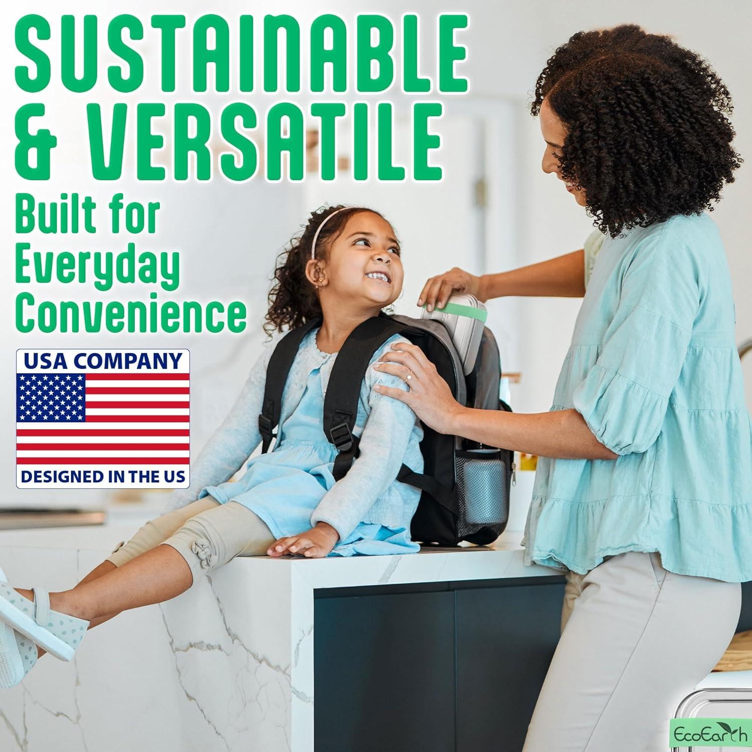 Caja Bento de Acero Inoxidable EcoEarth - 765 g - 3 Compartimentos