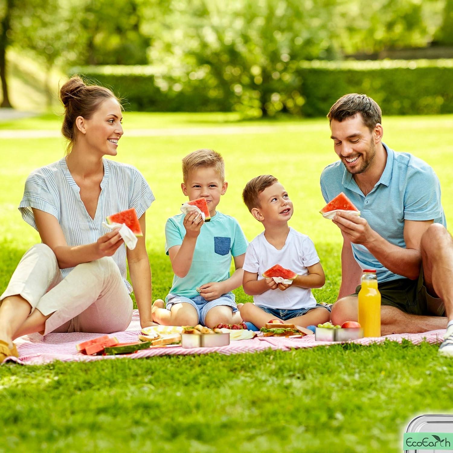 Caja Bento de Acero Inoxidable EcoEarth - 765 g - 3 Compartimentos