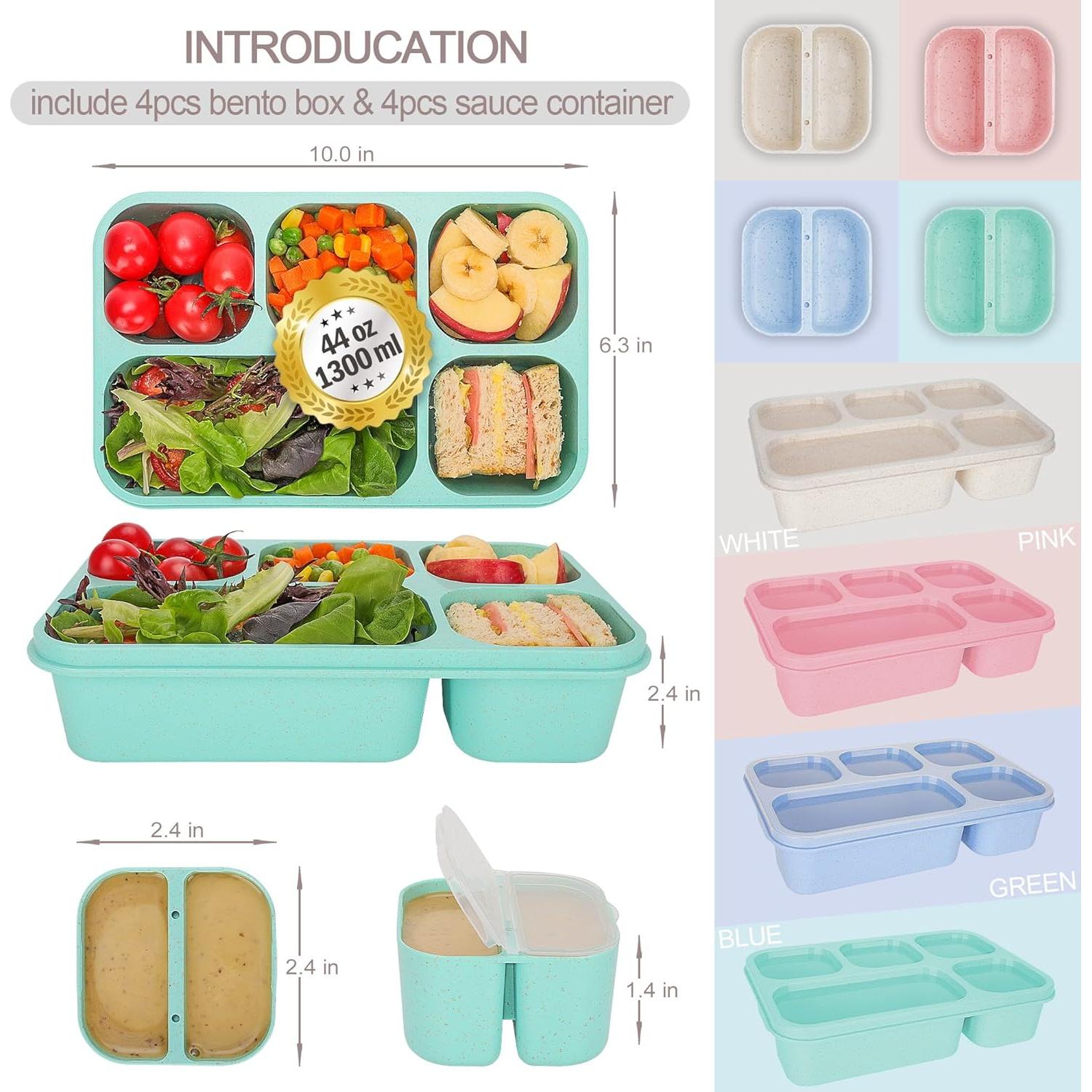 Caja Bento TOUWMX 4 Piezas 5 Compartimentos 1300ML