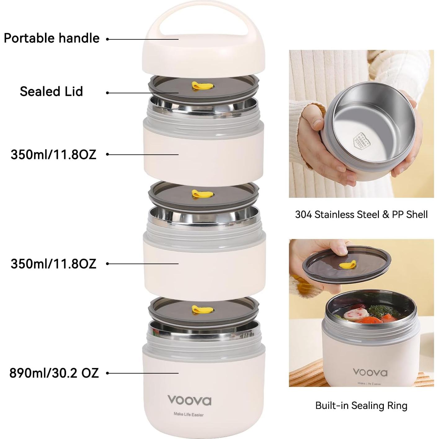 Caja Térmica Apilable Voova de Acero Inoxidable 1.6L