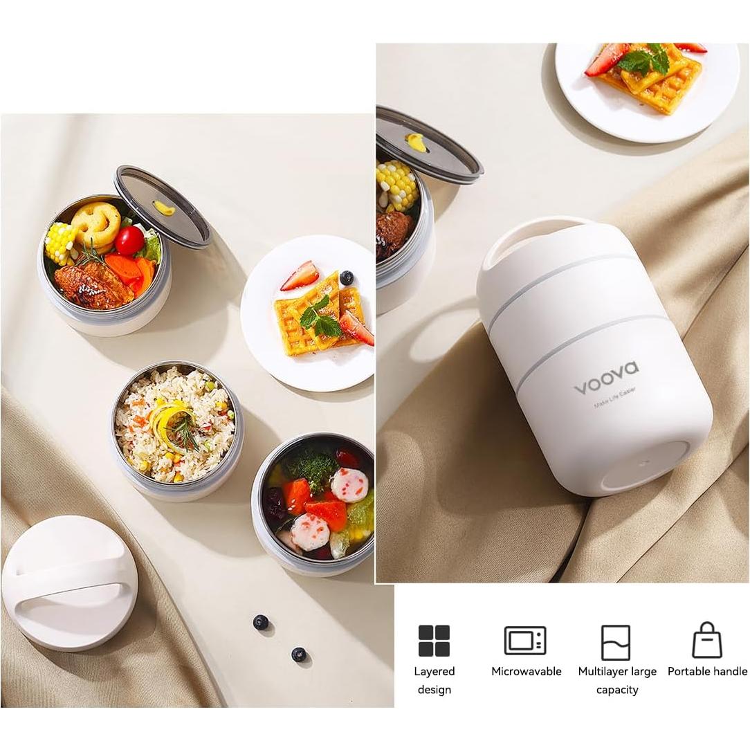 Caja Térmica Apilable Voova de Acero Inoxidable 1.6L