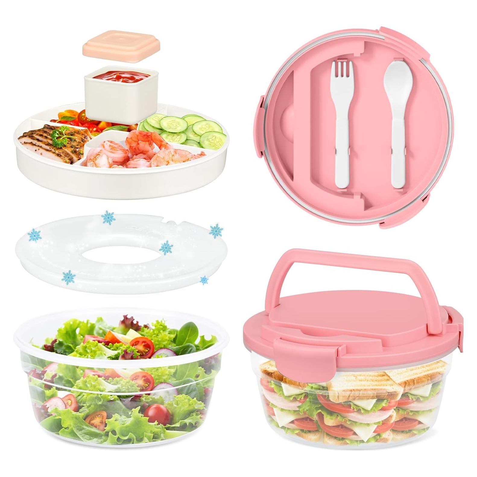 Contenedor de Almuerzo Reeple Rosa 1.24L con 4 Compartimentos