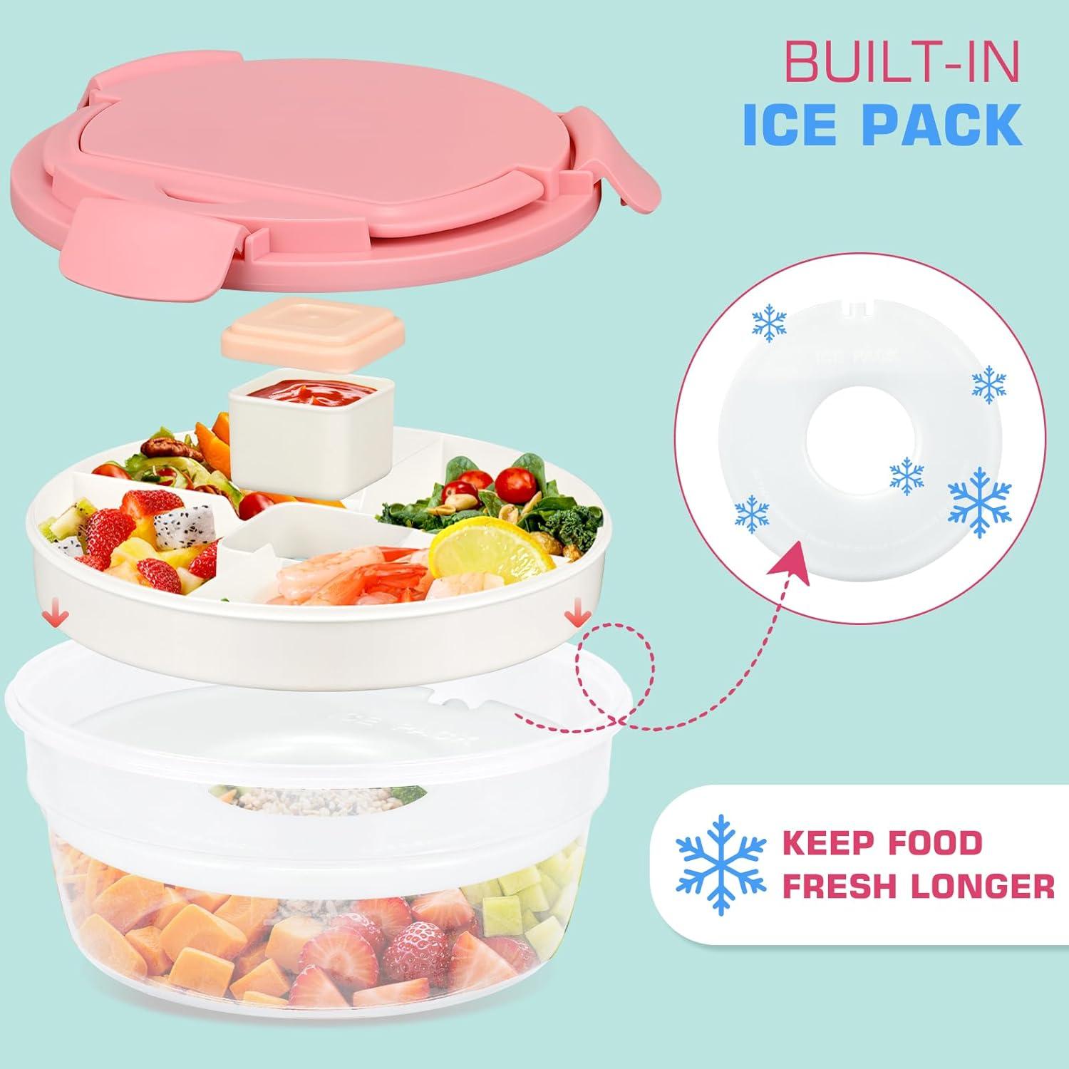 Contenedor de Almuerzo Reeple Rosa 1.24L con 4 Compartimentos