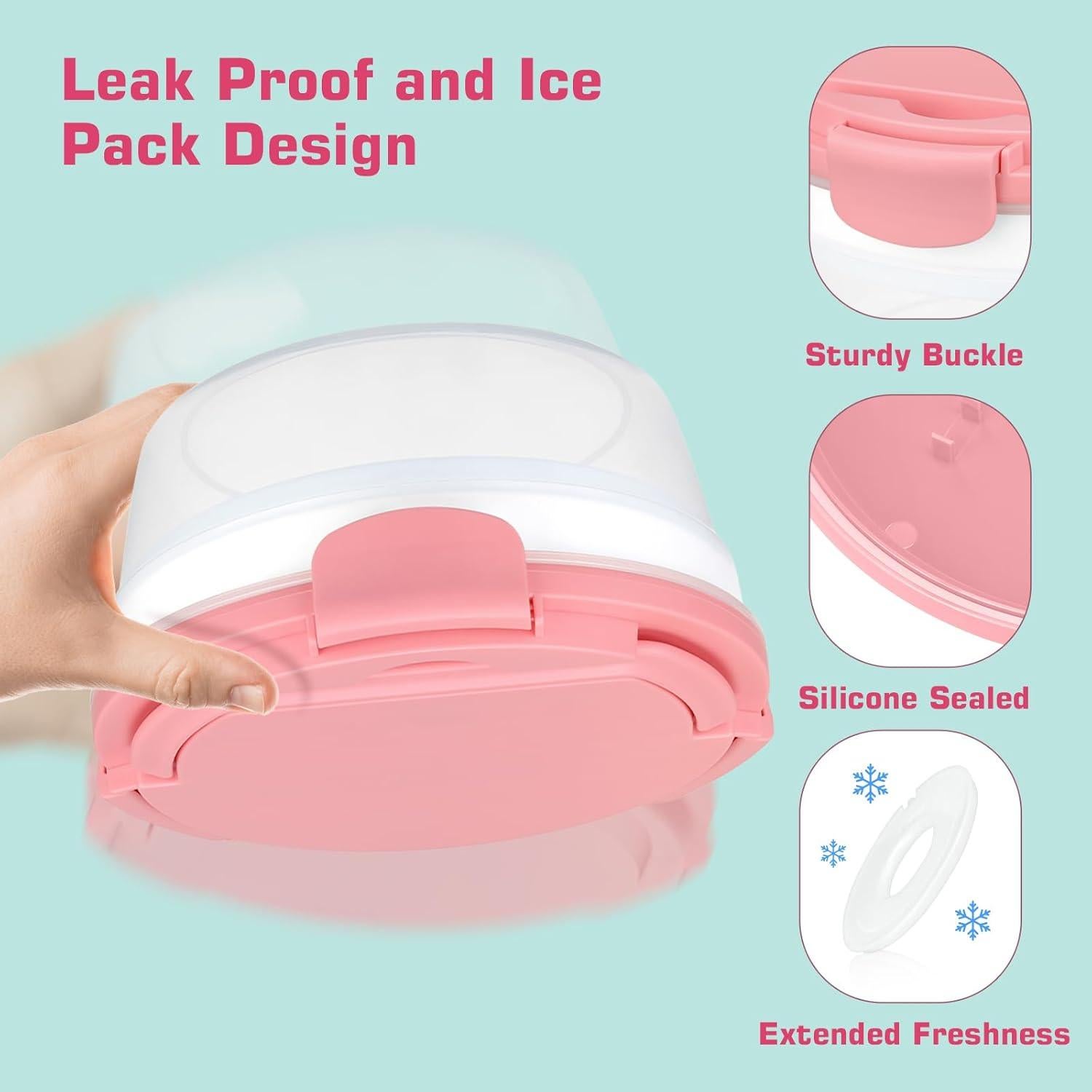 Contenedor de Almuerzo Reeple Rosa 1.24L con 4 Compartimentos