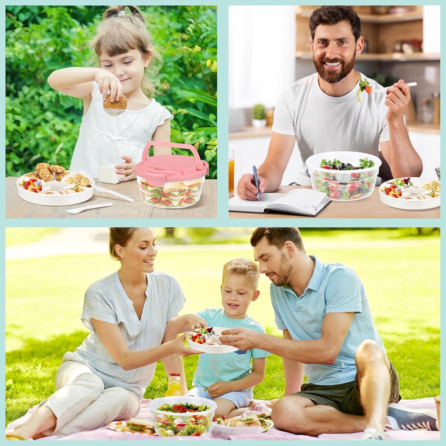 Contenedor de Almuerzo Reeple Rosa 1.24L con 4 Compartimentos