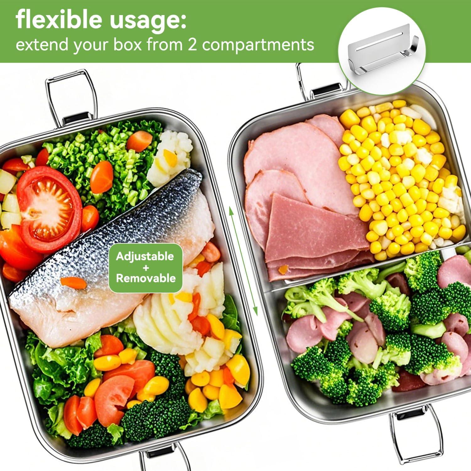 Caja de Almuerzo Voova Acero Inoxidable 1200ml a Prueba de Fugas