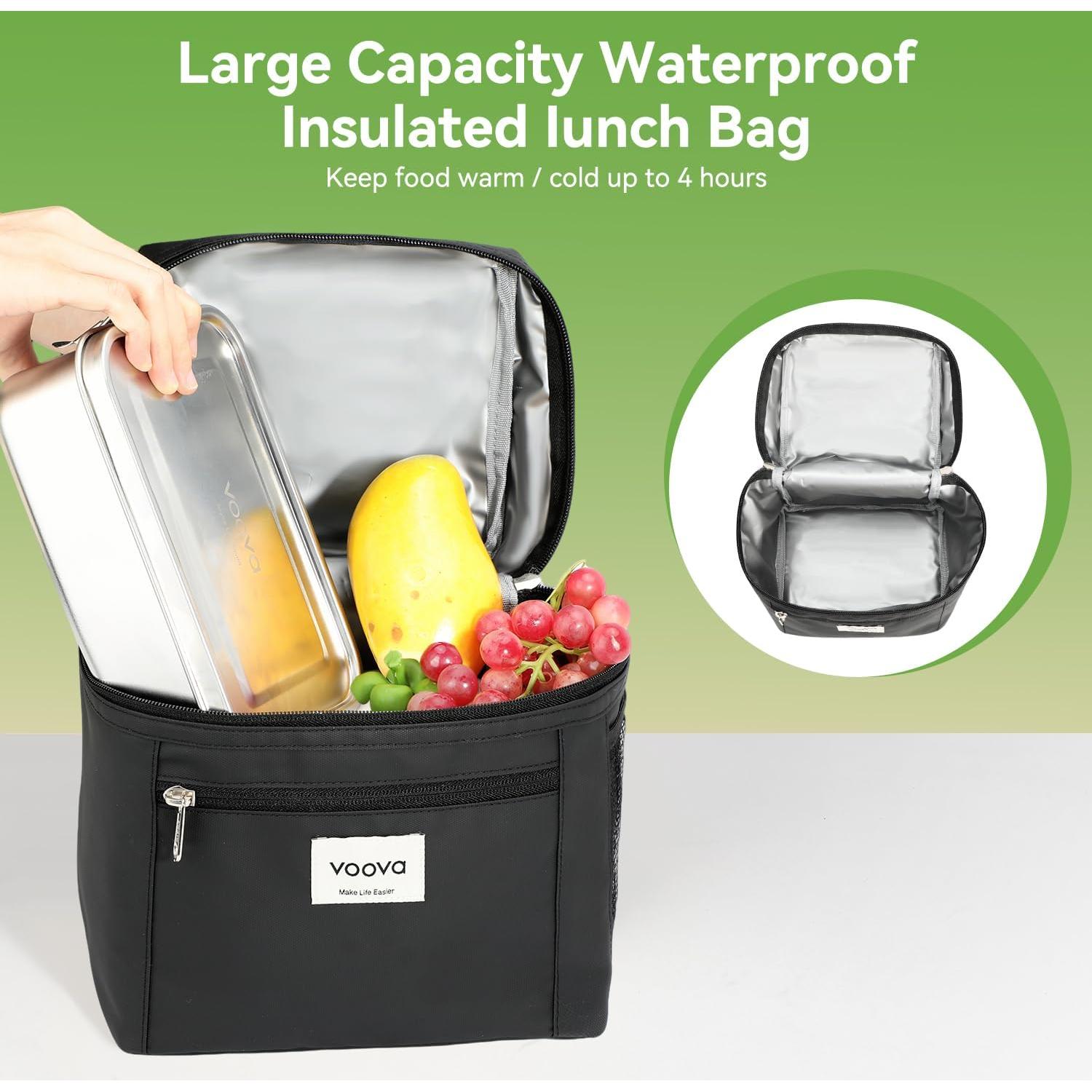 Caja de Almuerzo Voova Acero Inoxidable 1200ml a Prueba de Fugas