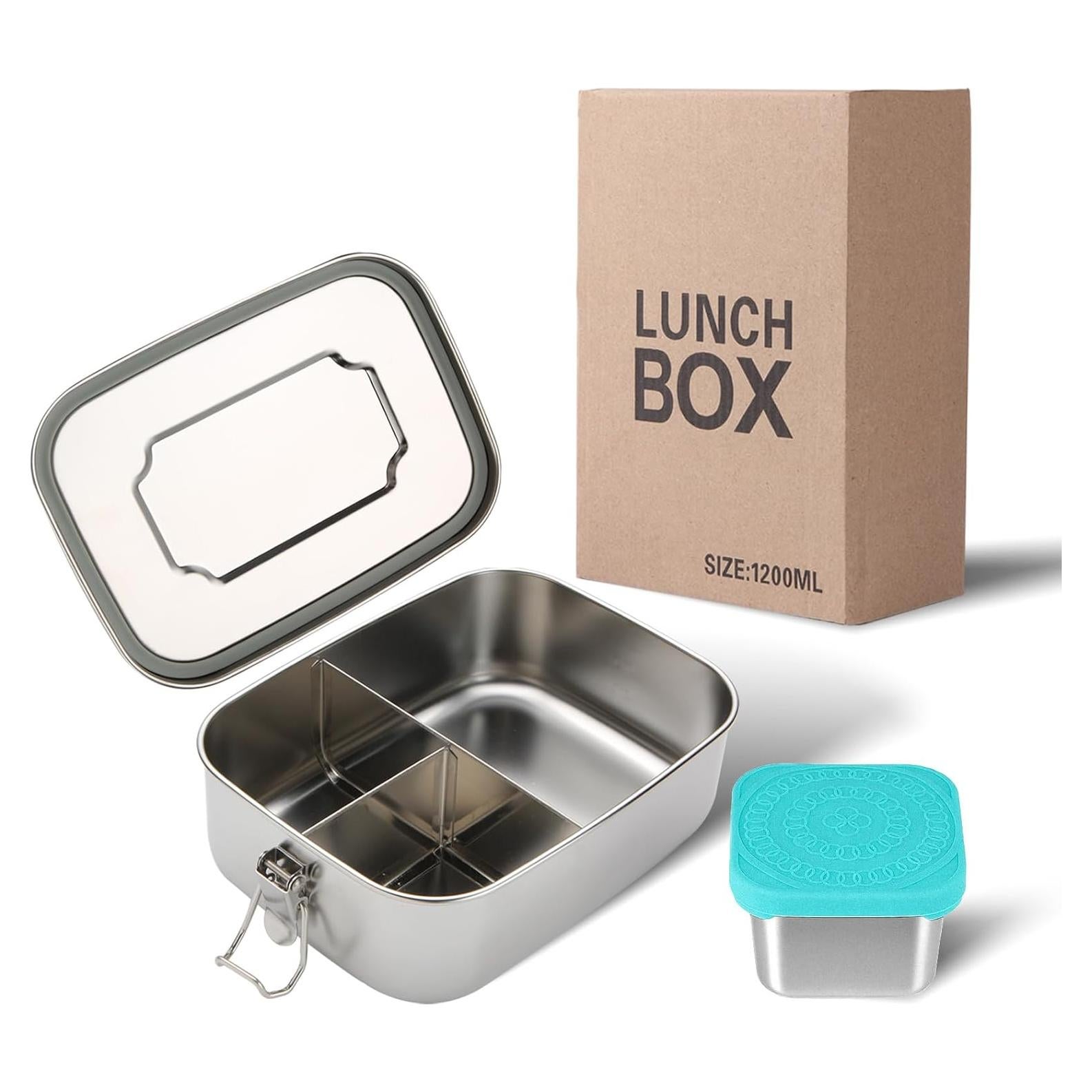 Caja Bento de Acero Inoxidable LEEPENK 1.2L con 3 Compartimentos