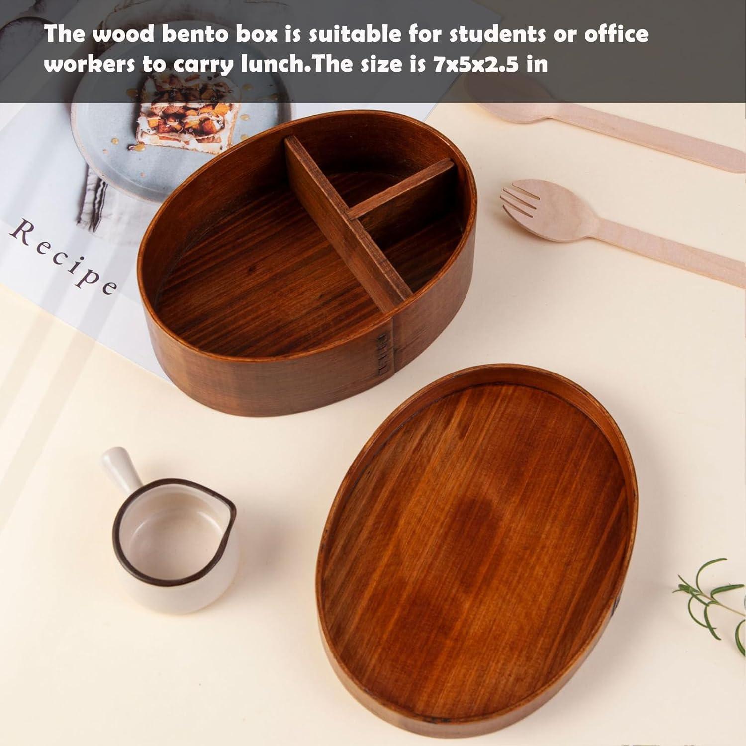 Caja de Almuerzo de Madera Miraclekoo 500ml para Picnic