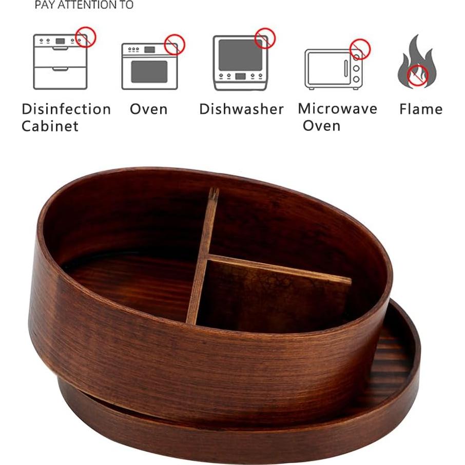 Caja de Almuerzo de Madera Miraclekoo 500ml para Picnic