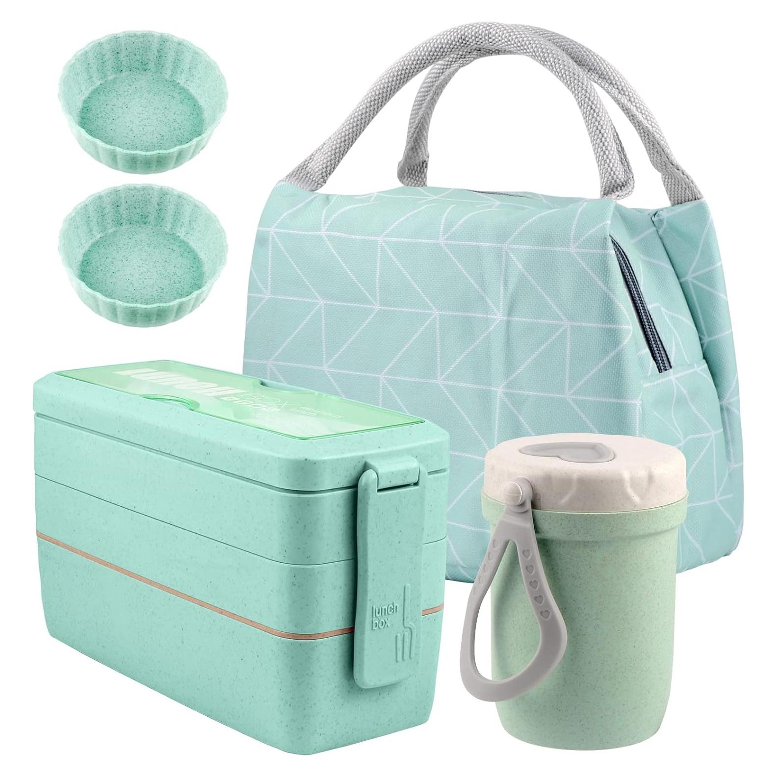 Kit de Caja Bento Apilable Iteryn - 3 Compartimentos, 900ml