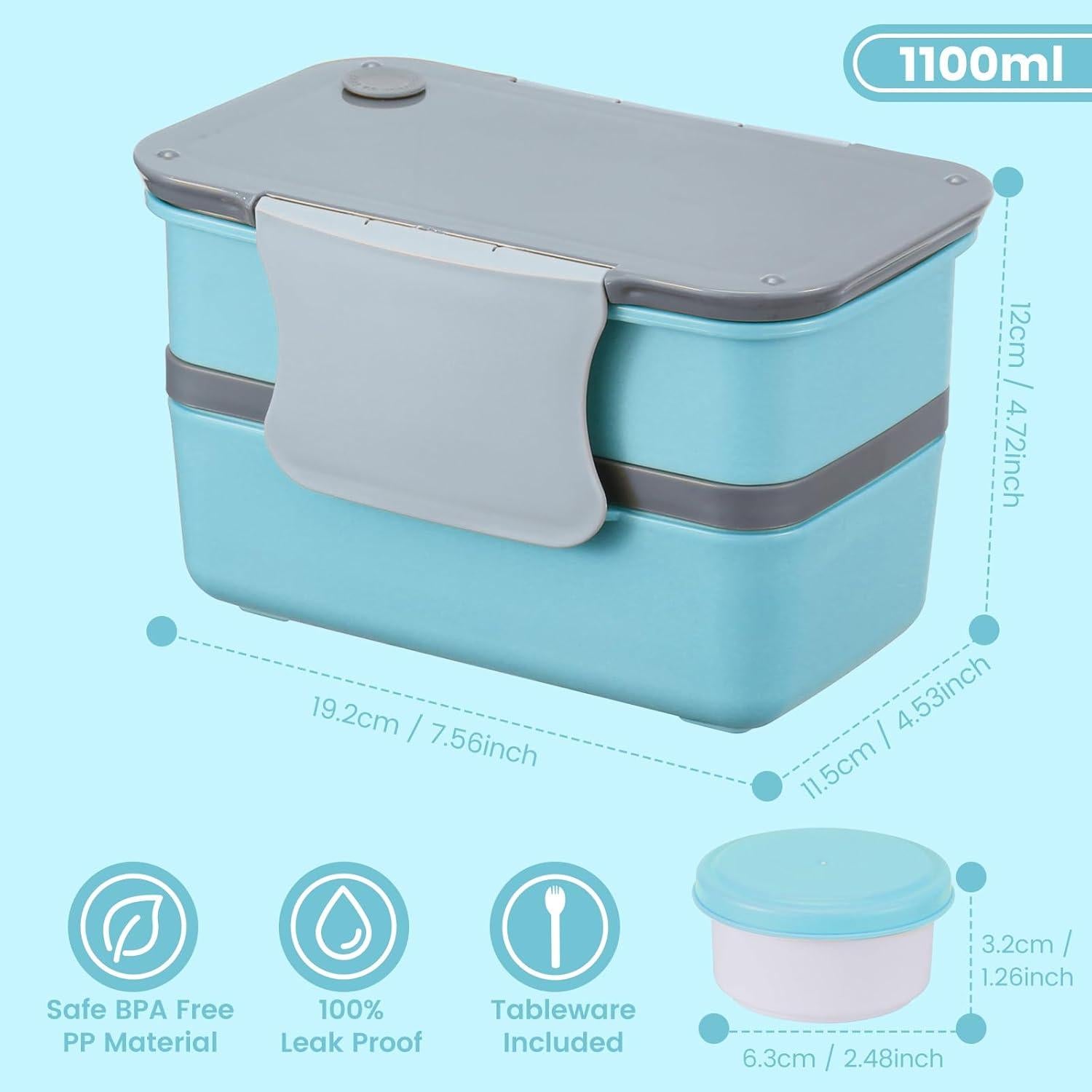 Caja de Almuerzo Bento Globright Azul 3 Compartimentos 1400ml
