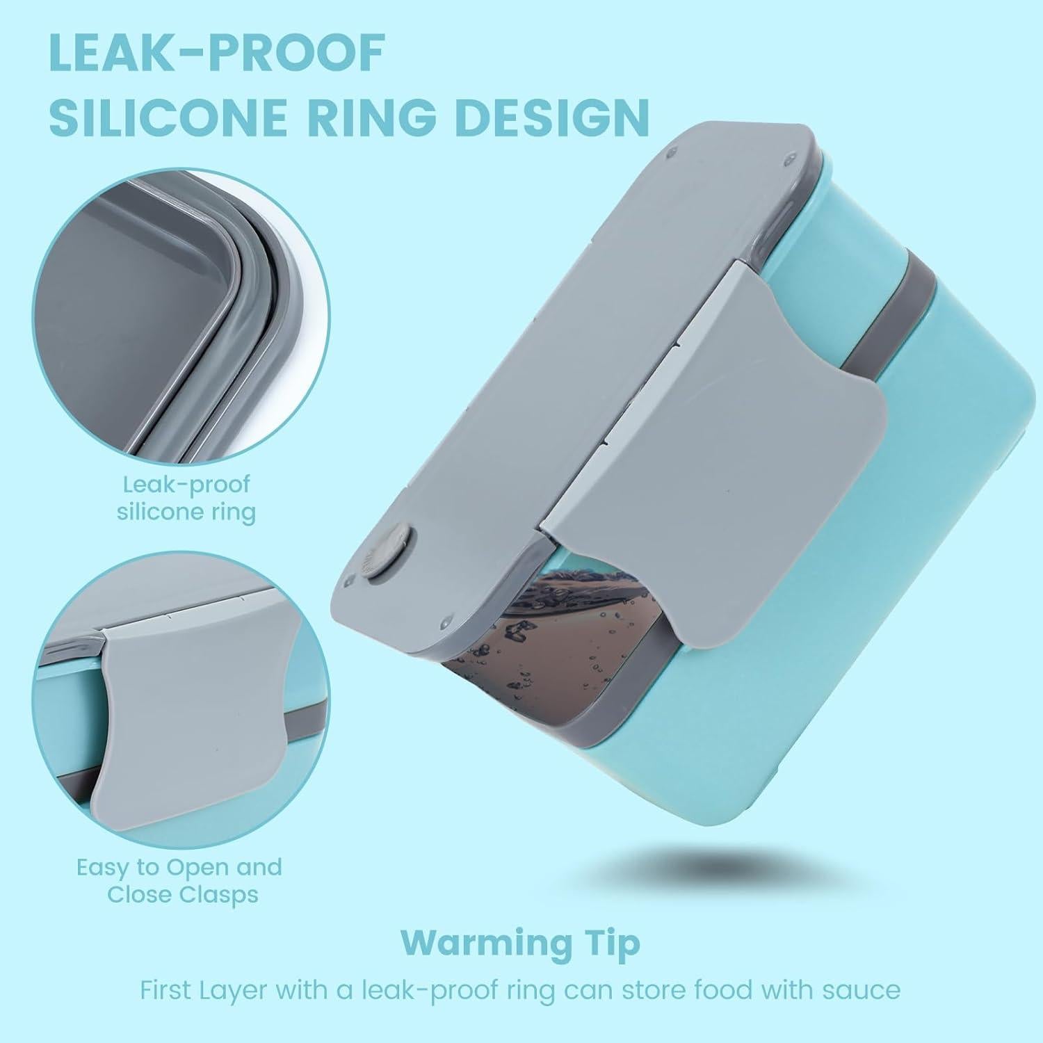 Caja de Almuerzo Bento Globright Azul 3 Compartimentos 1400ml