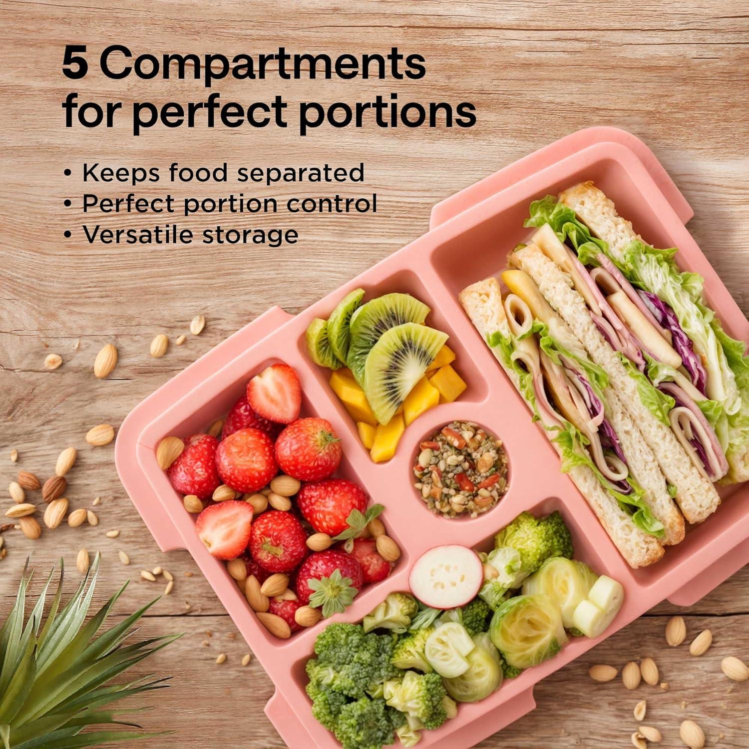 Caja Bento WONDER FAMILY Naranja 5 Compartimentos 690 ml