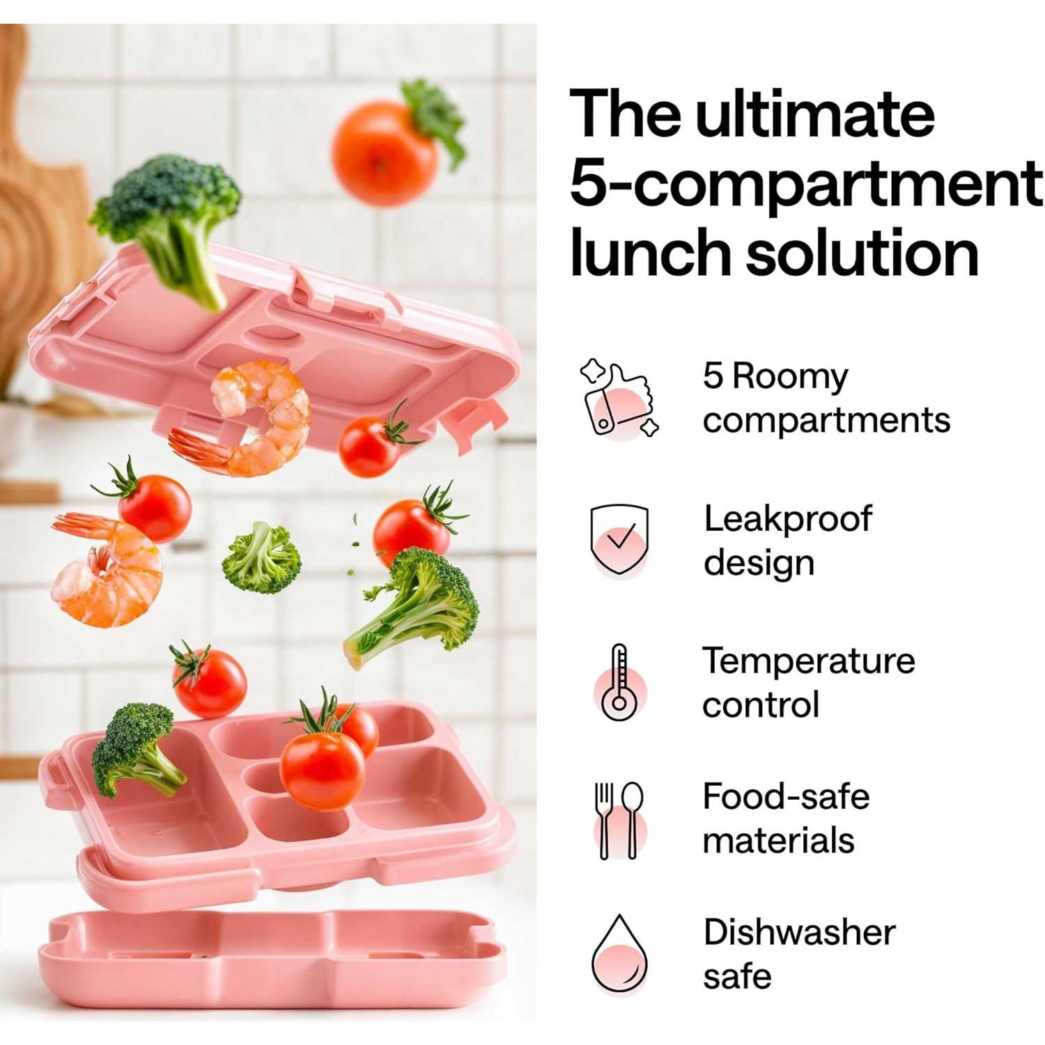 Caja Bento WONDER FAMILY Naranja 5 Compartimentos 690 ml