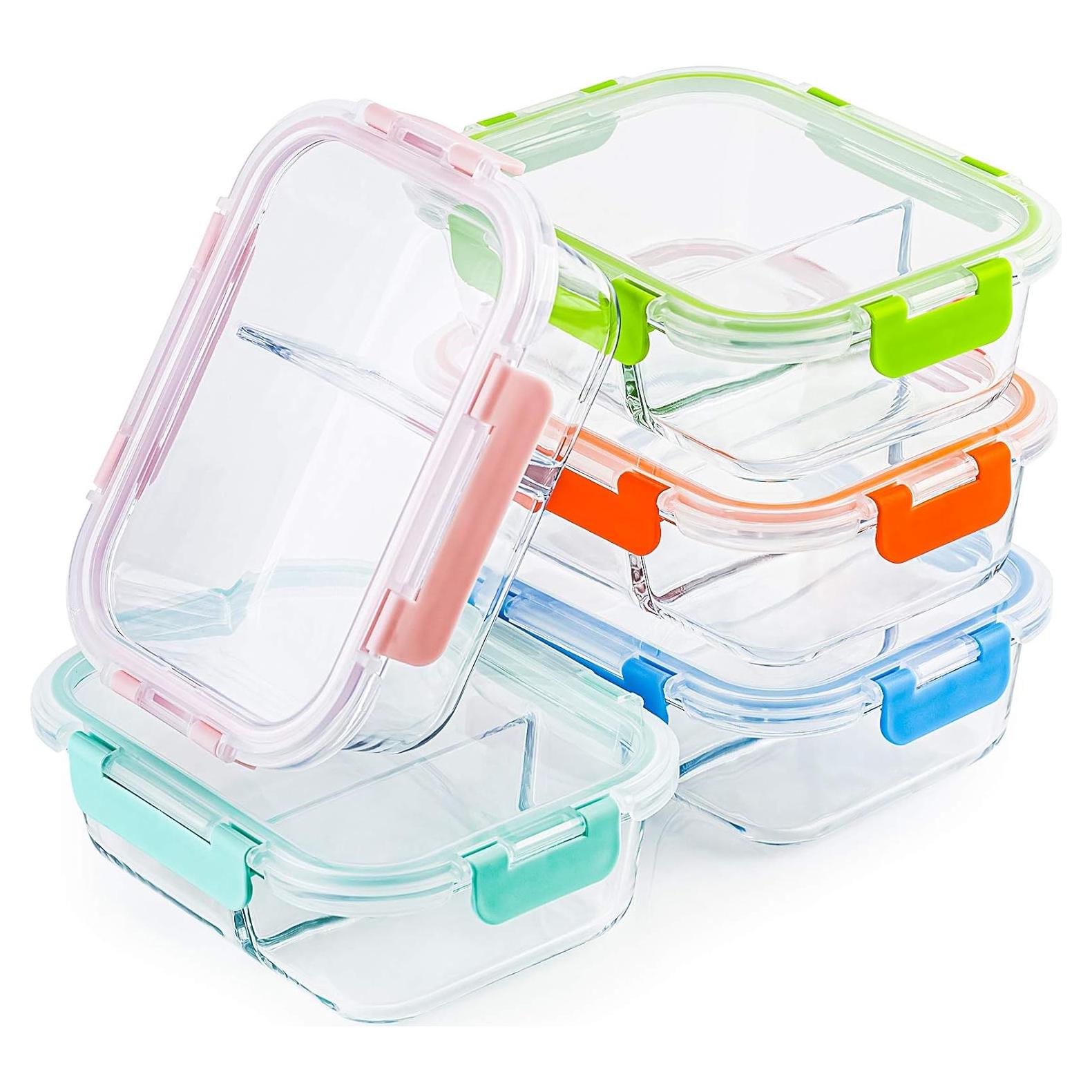 Contenedores de Vidrio C CREST Set 5 Piezas 1.01L Divididos