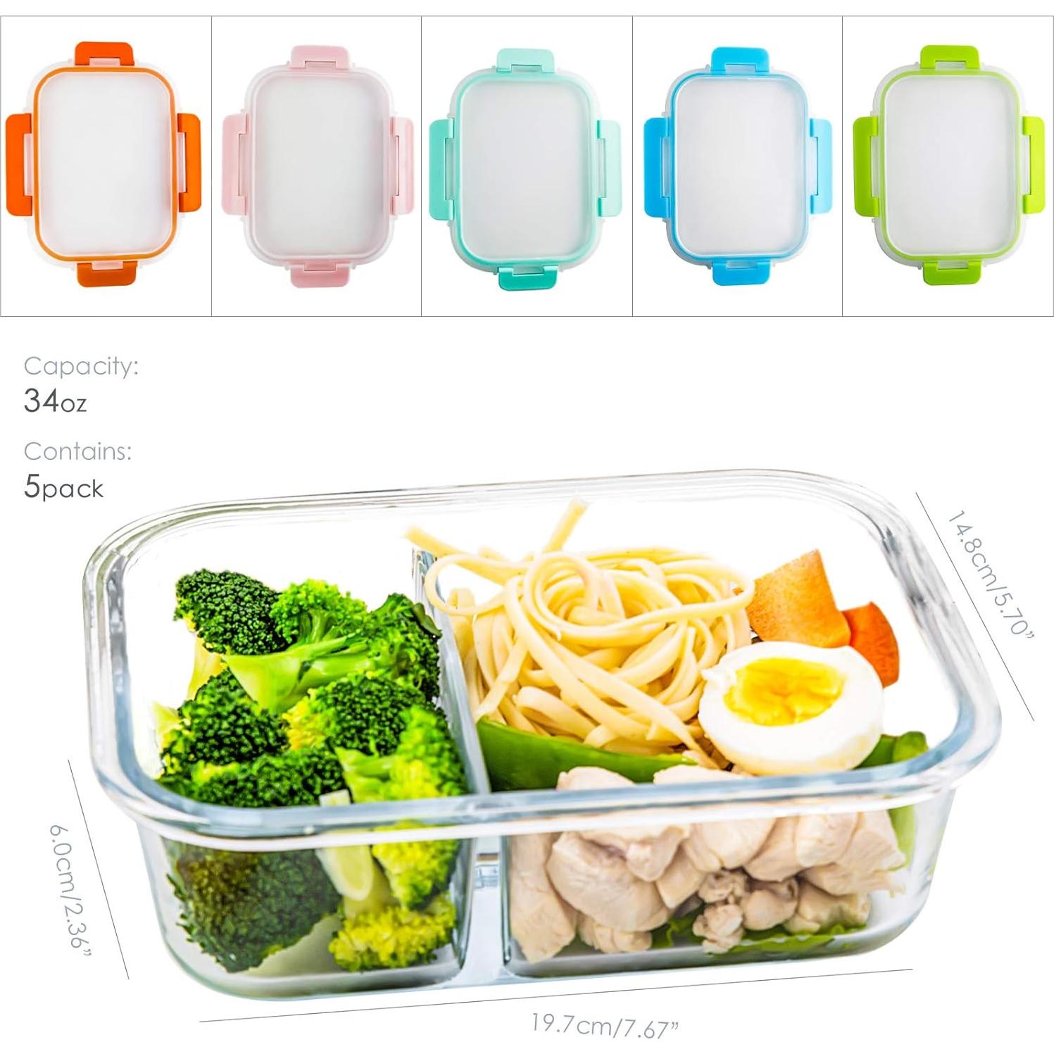 Contenedores de Vidrio C CREST Set 5 Piezas 1.01L Divididos