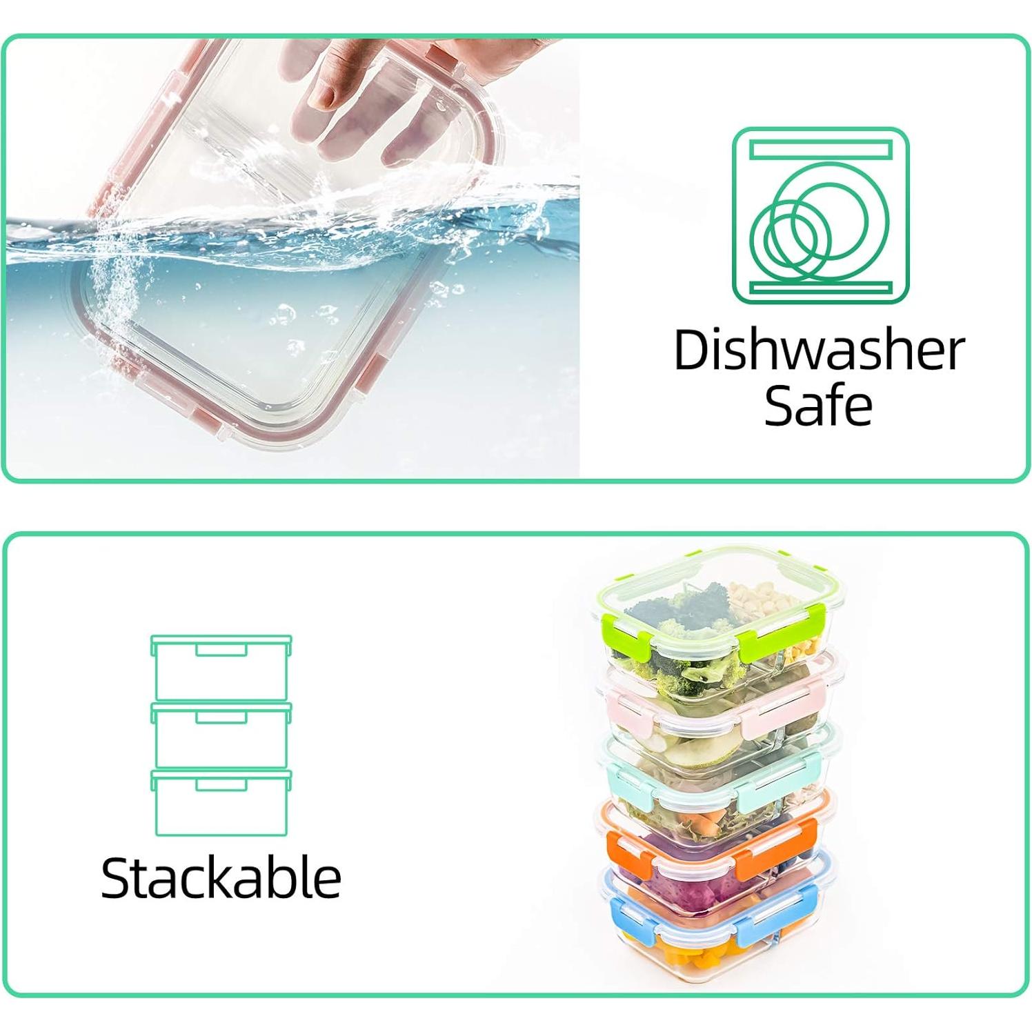 Contenedores de Vidrio C CREST Set 5 Piezas 1.01L Divididos