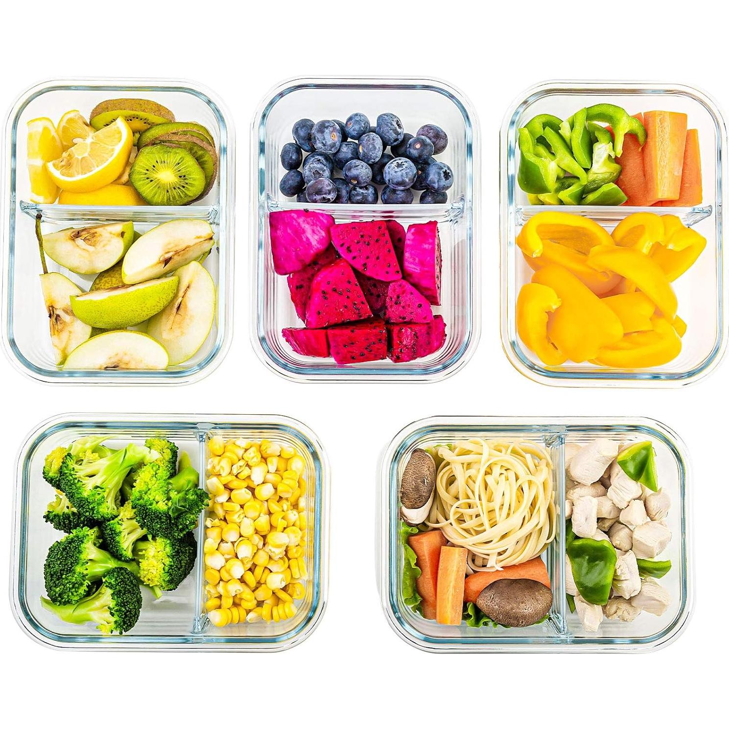 Contenedores de Vidrio C CREST Set 5 Piezas 1.01L Divididos