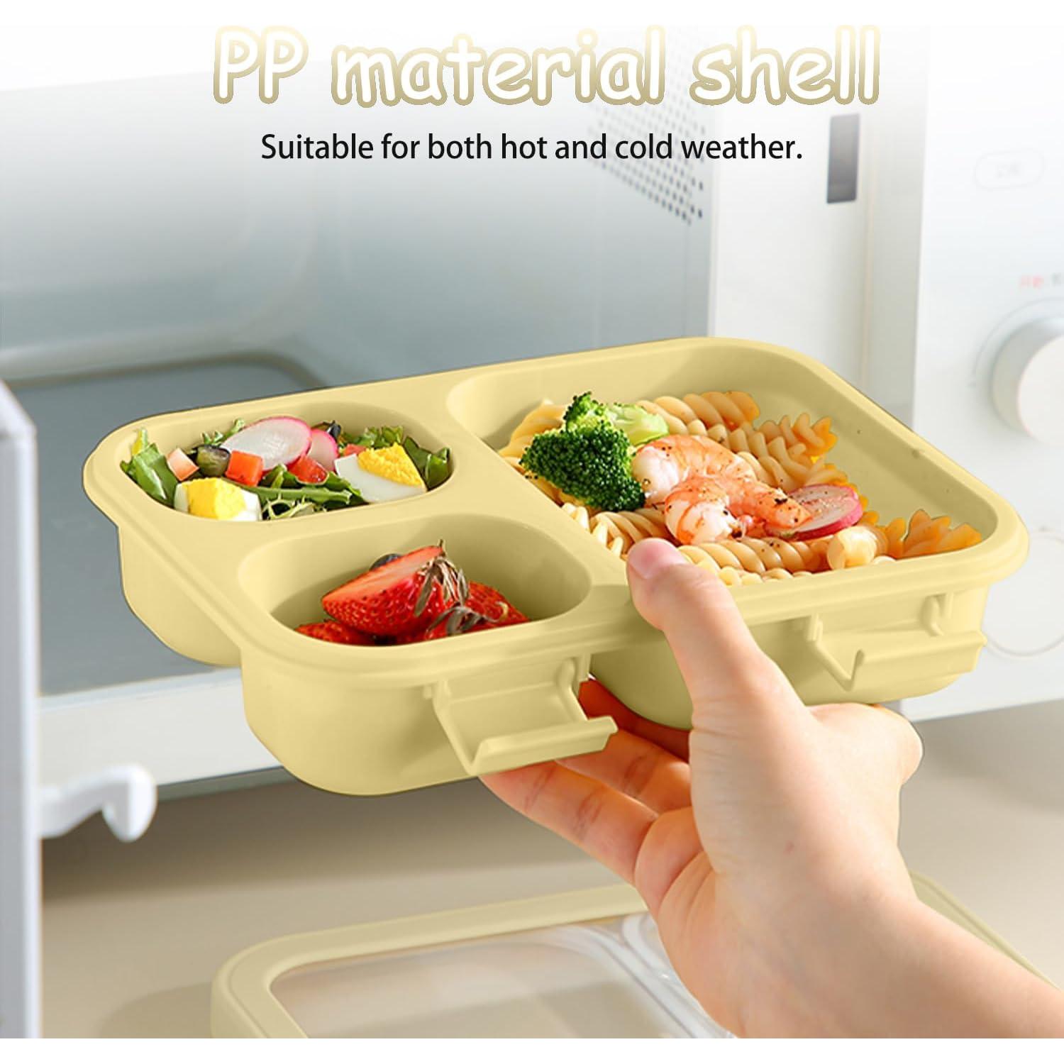 Caja Bento LxueLxic 850ml Verde y Amarillo 3 Compartimentos