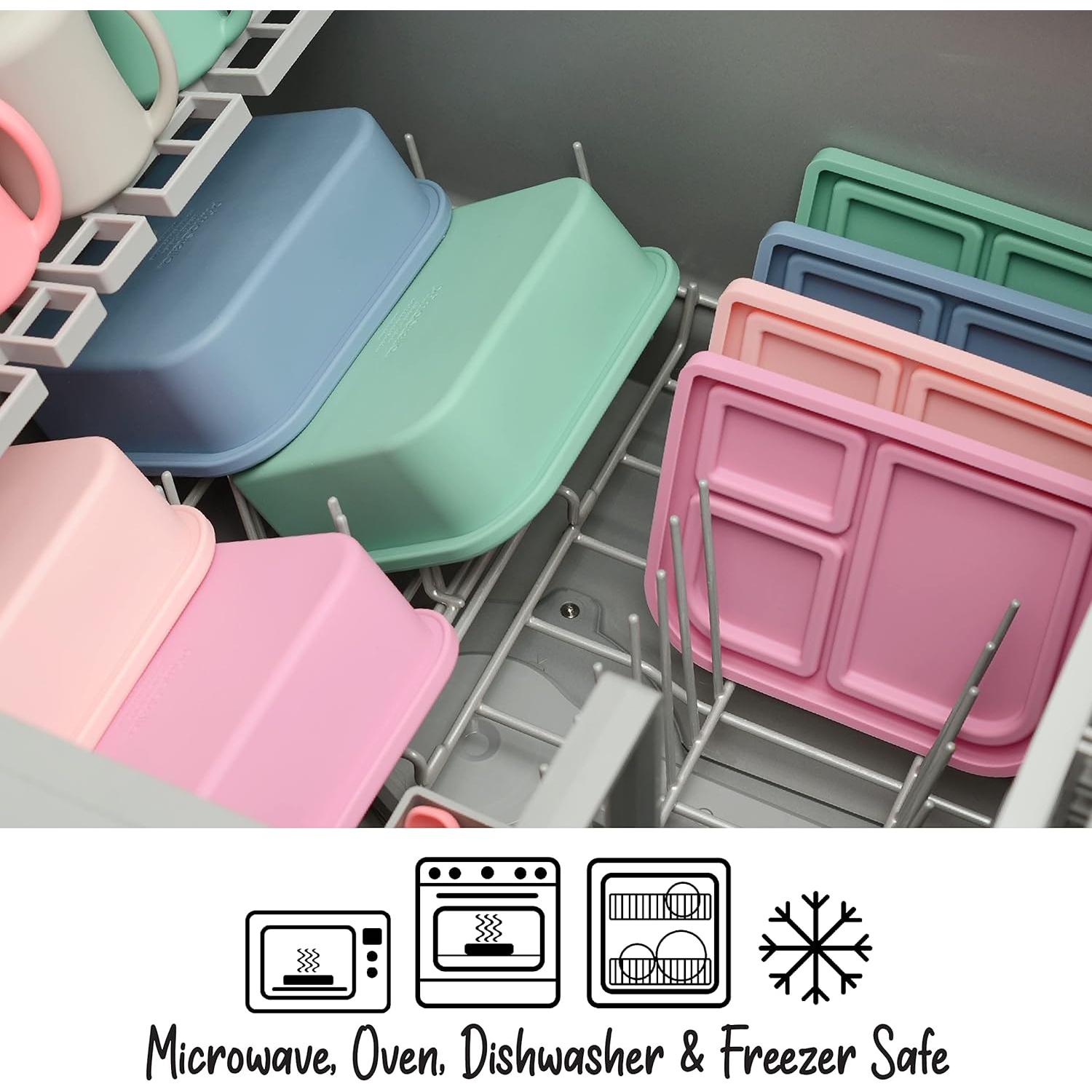 Caja Bento de Silicona PrimaStella Verde Irrompible 4 Compartimentos