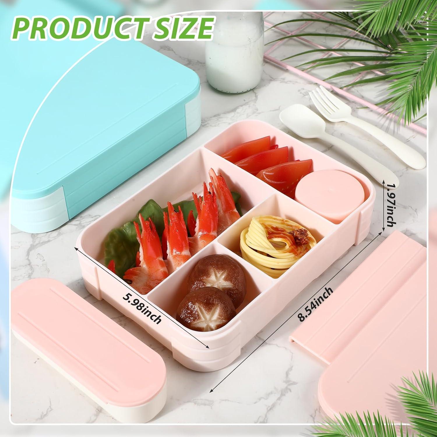 Cajas de Almuerzo Bento LemonRoad 2 Pack Verde y Rosa 5 Compartimentos