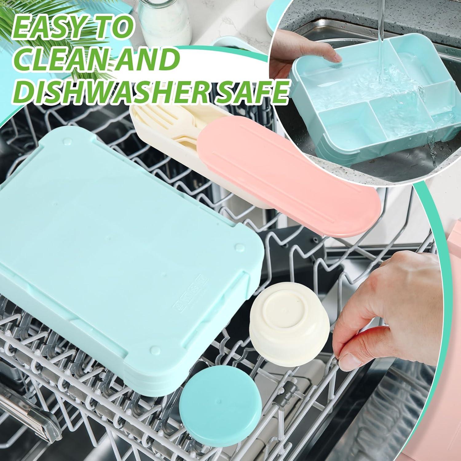 Cajas de Almuerzo Bento LemonRoad 2 Pack Verde y Rosa 5 Compartimentos