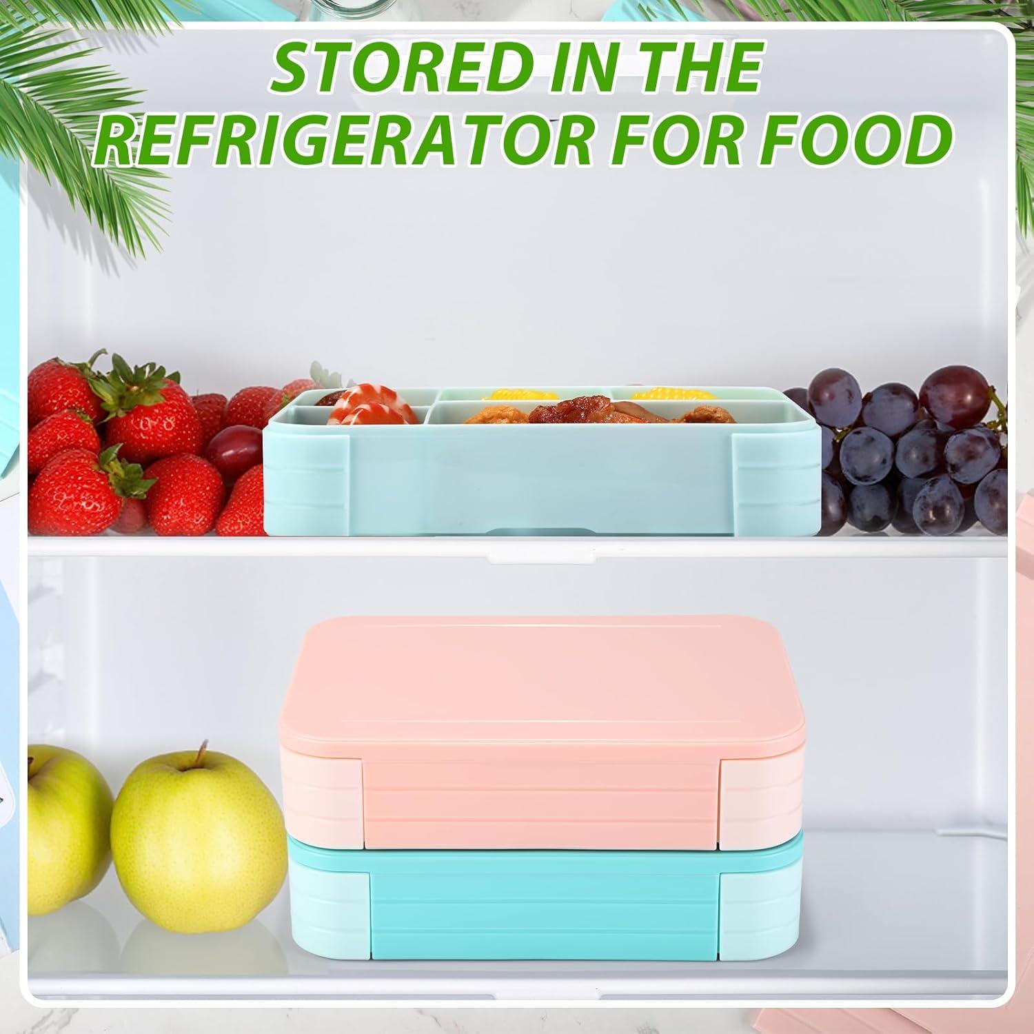 Cajas de Almuerzo Bento LemonRoad 2 Pack Verde y Rosa 5 Compartimentos