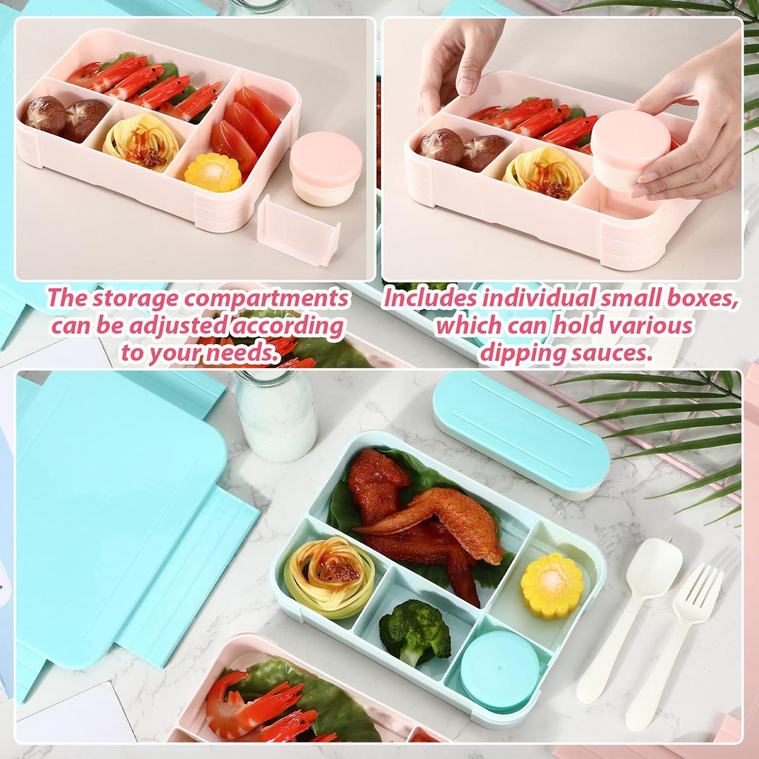 Cajas de Almuerzo Bento LemonRoad 2 Pack Verde y Rosa 5 Compartimentos