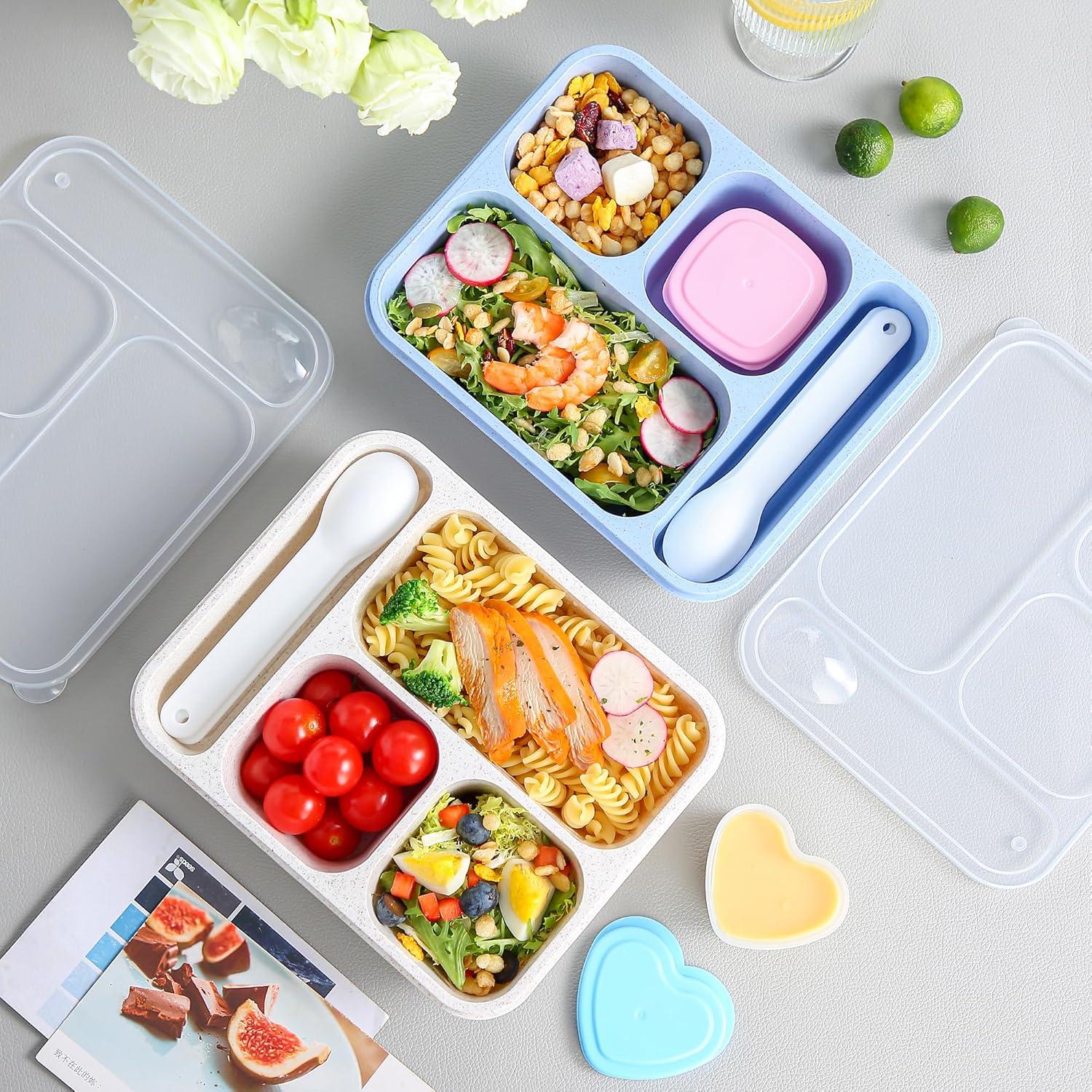 Caja Bento 36oz TOUWMX 4 Compartimentos Reutilizable Verde/Azul/Rosa