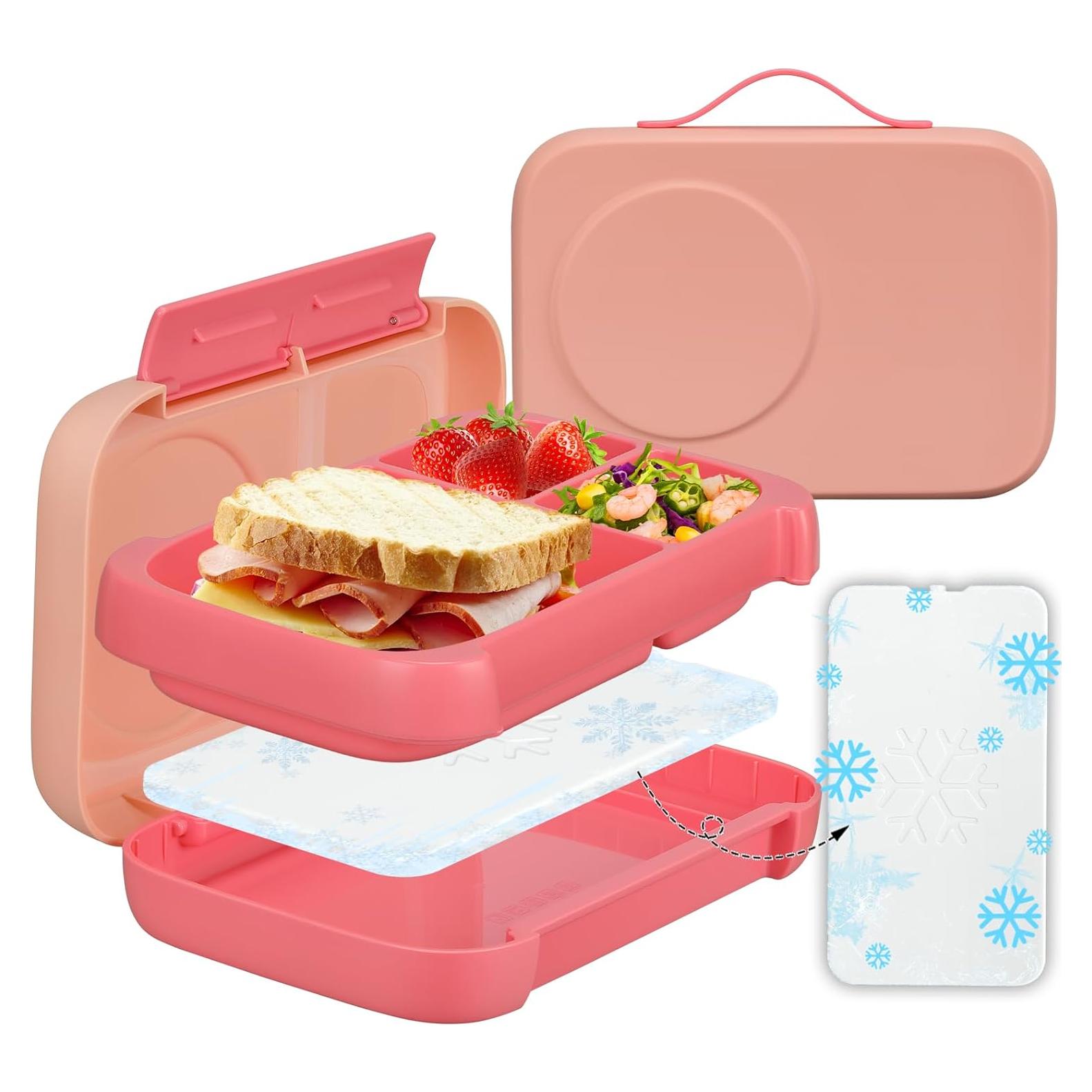 Caja de Almuerzo MAISON HUIS Rosa 3 Compartimentos a Prueba de Fugas