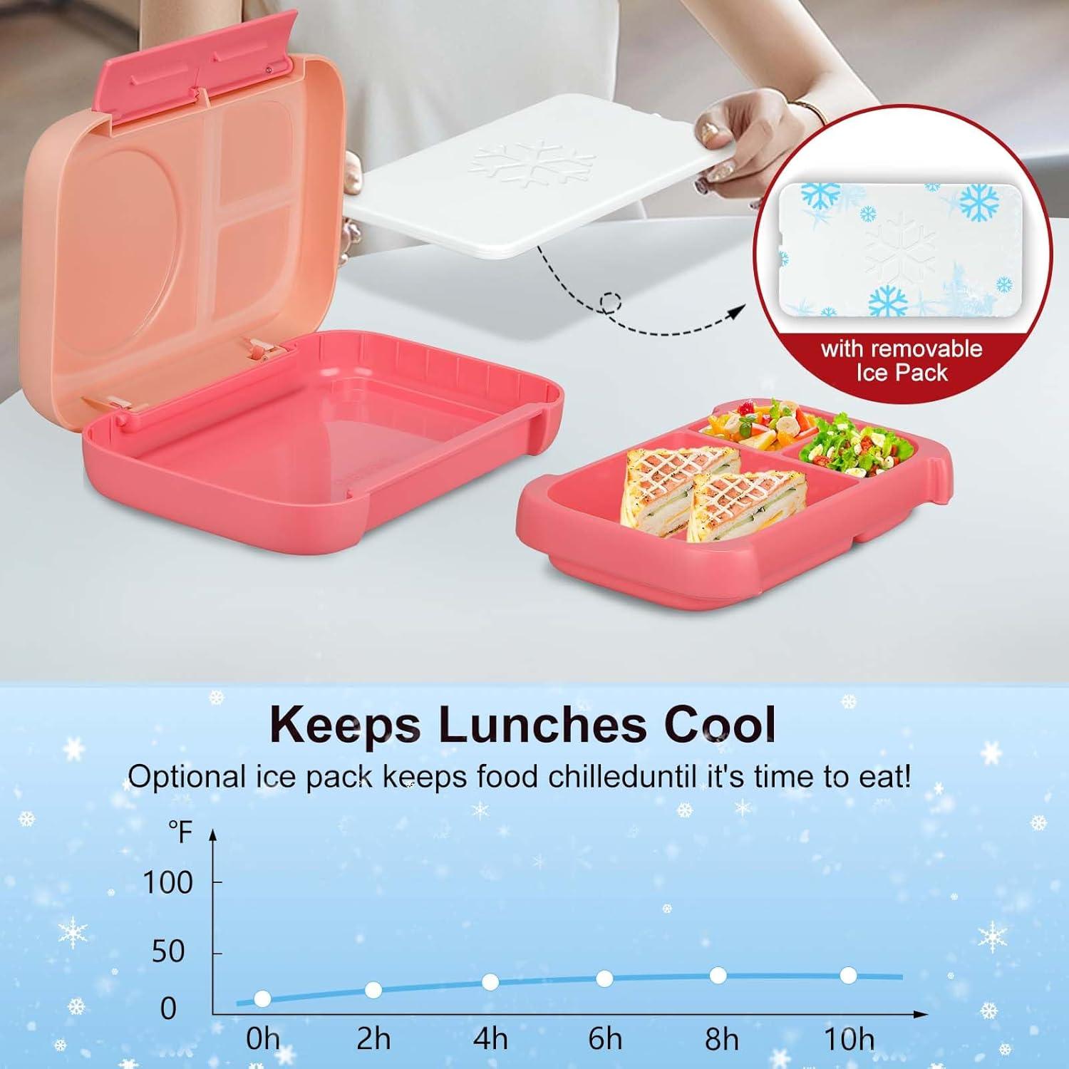 Caja de Almuerzo MAISON HUIS Rosa 3 Compartimentos a Prueba de Fugas