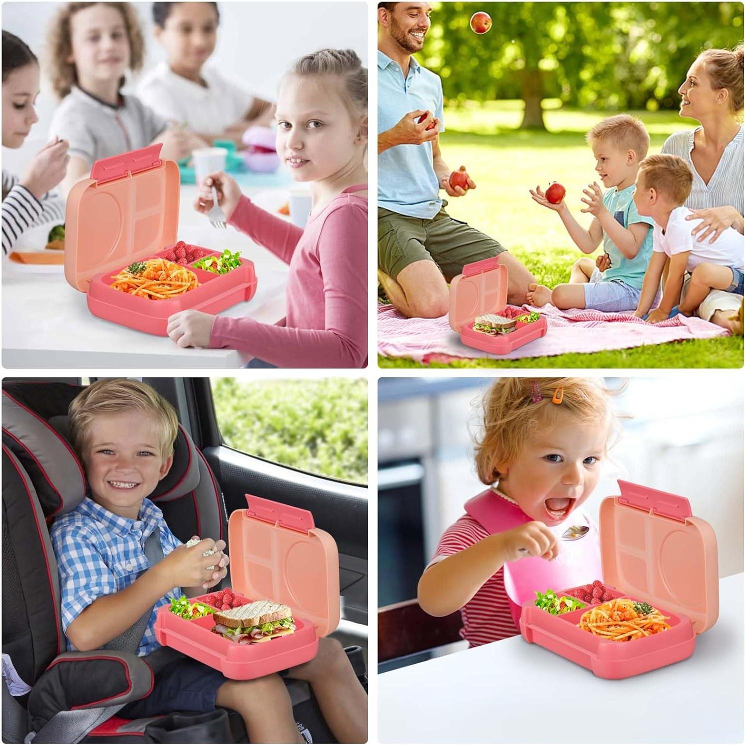 Caja de Almuerzo MAISON HUIS Rosa 3 Compartimentos a Prueba de Fugas