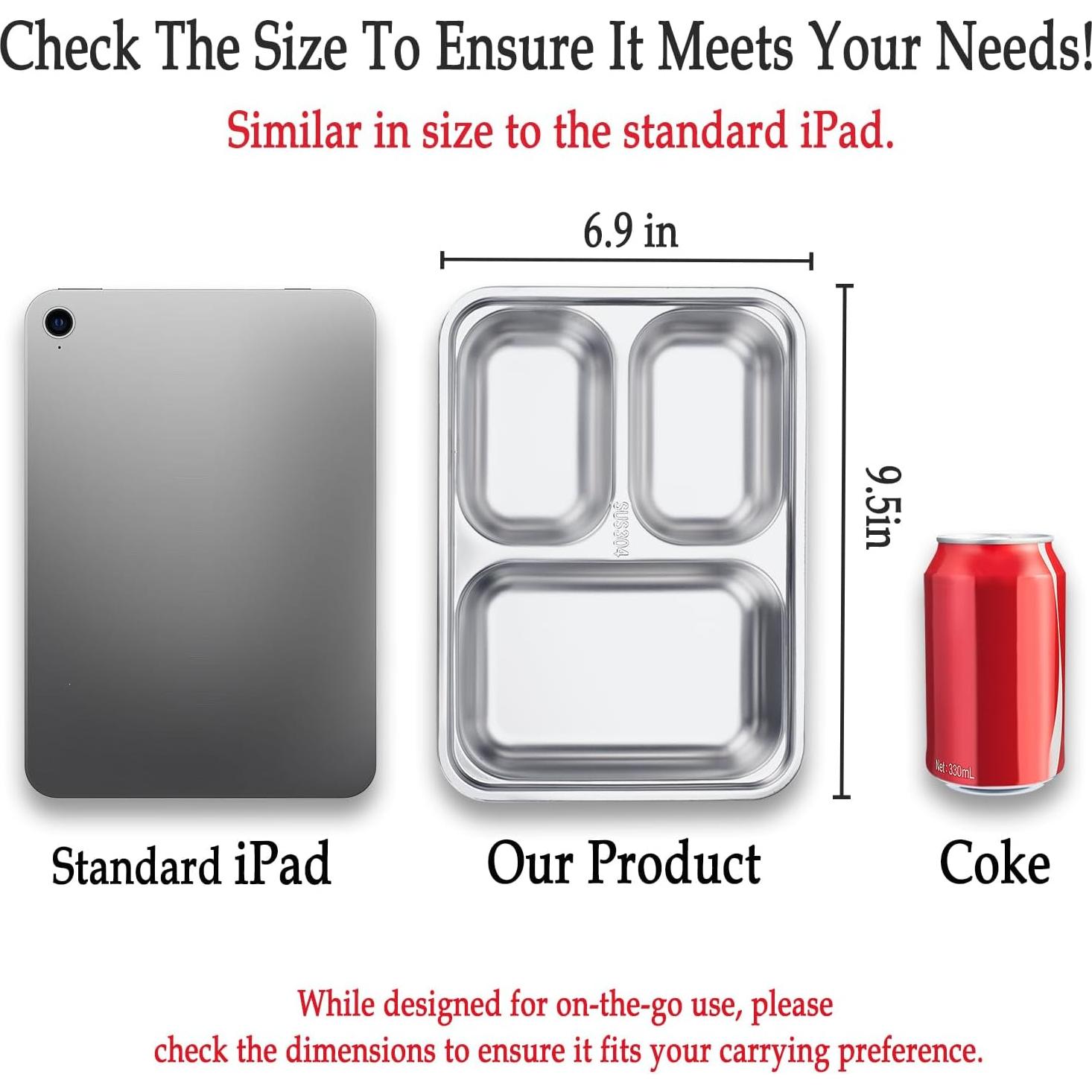Contenedores de Snack KTKUDY Acero Inoxidable 3 Compartimentos 710ml