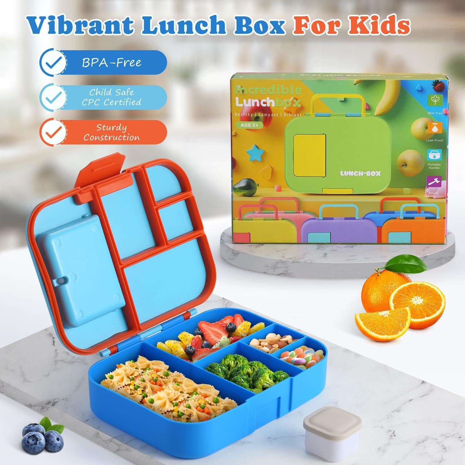 Caja Bento QQKO Azul 1300ml con 5 Compartimentos y Utensilios