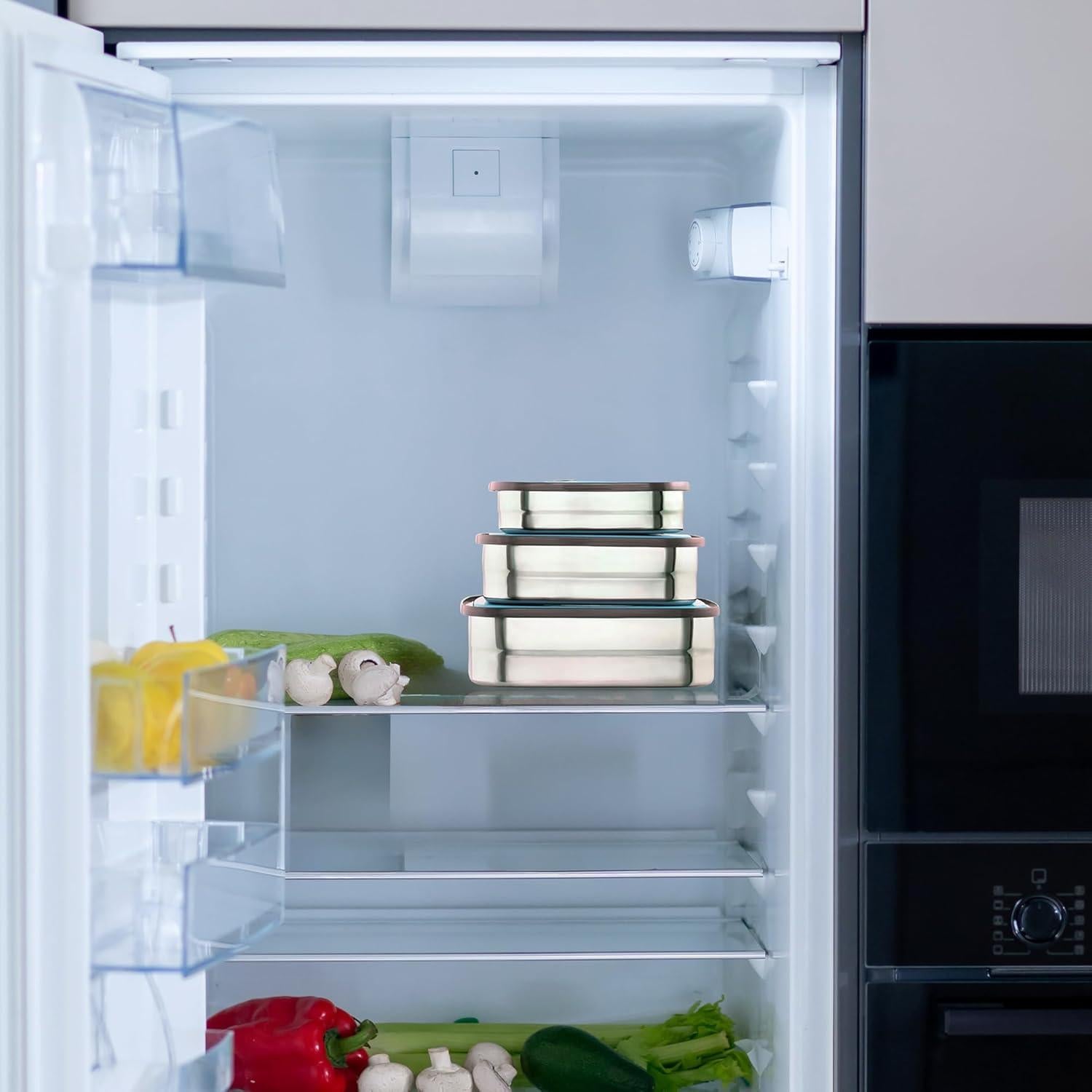 Juego de 3 Contenedores de Almuerzo Easy Togo Acero Inoxidable 2.1L