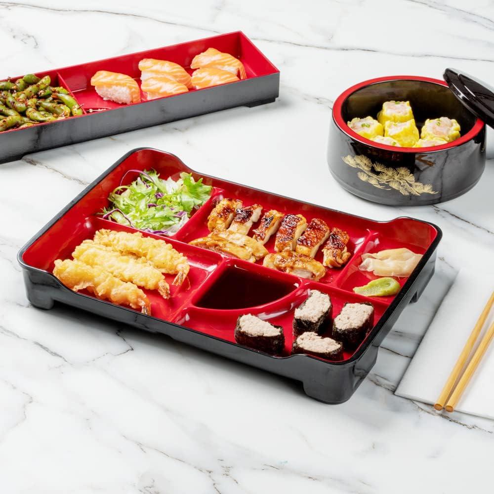 Plato Bento Restaurantware 5 Compartimentos 35.56x23.11cm Negro