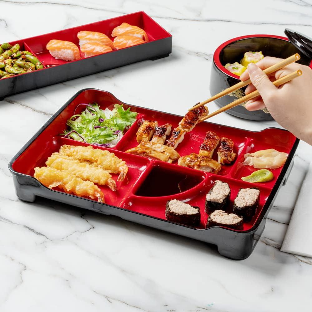 Plato Bento Restaurantware 5 Compartimentos 35.56x23.11cm Negro