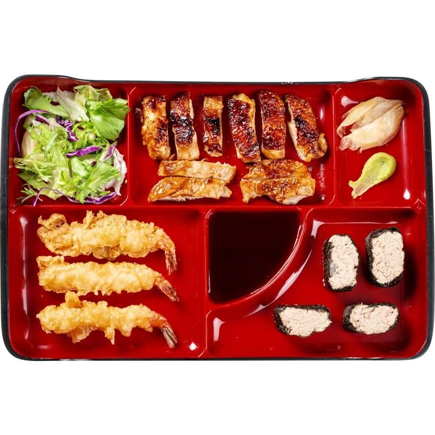 Plato Bento Restaurantware 5 Compartimentos 35.56x23.11cm Negro