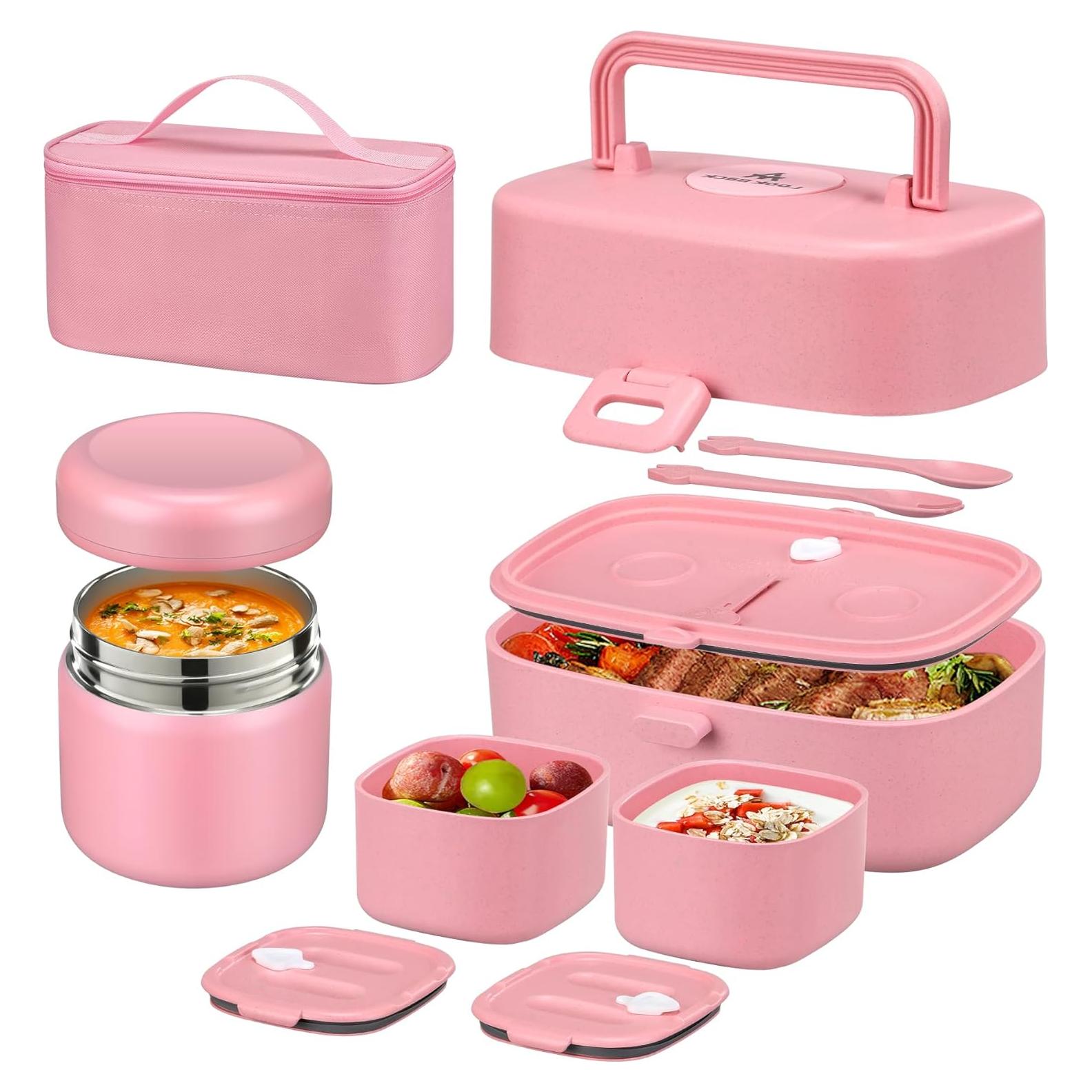 Caja de Almuerzo Bento Pawtong Rosa con Termo 227g Aislado