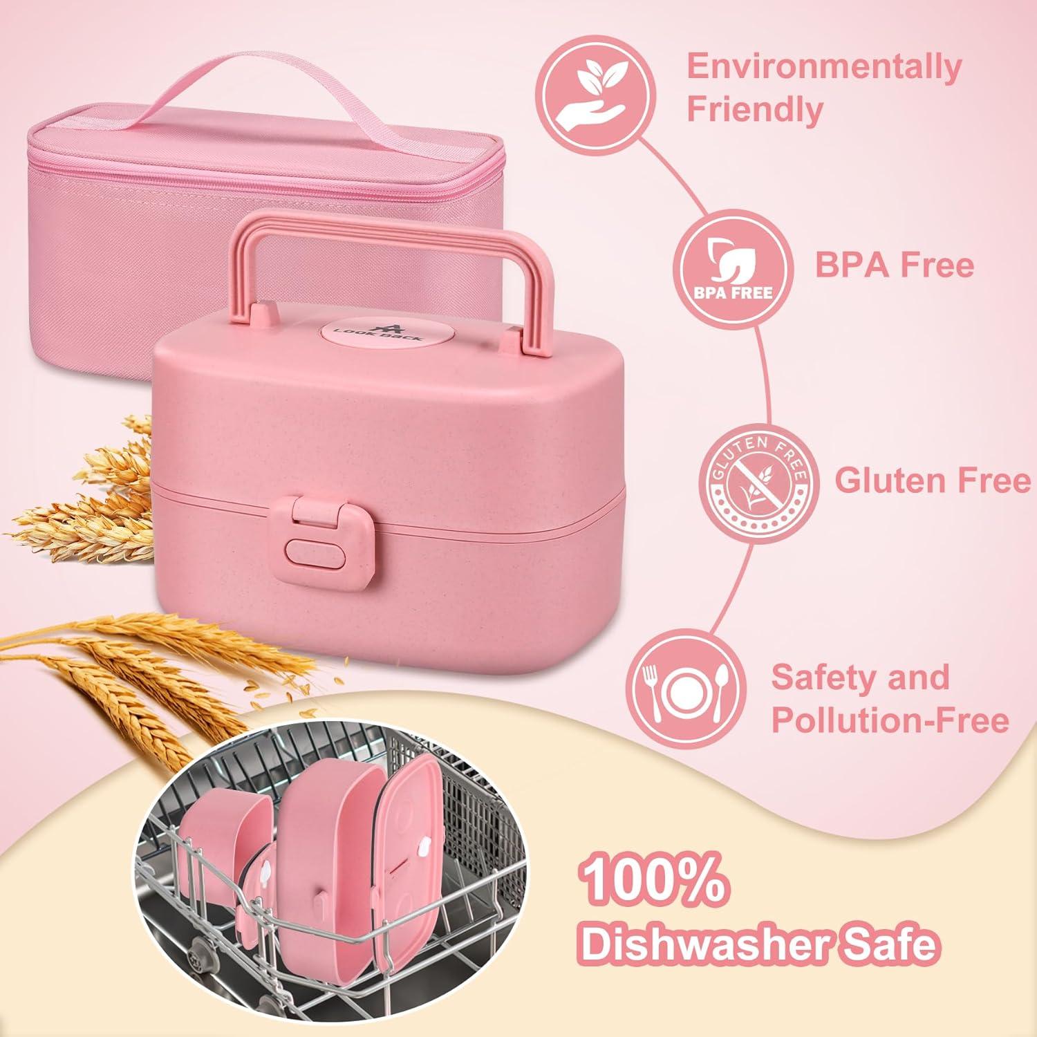 Caja de Almuerzo Bento Pawtong Rosa con Termo 227g Aislado