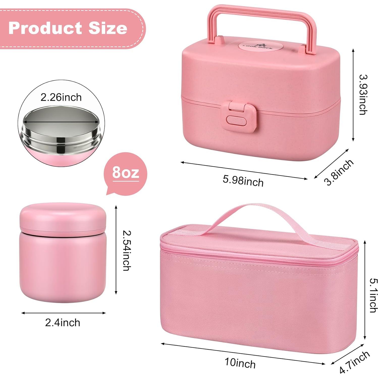 Caja de Almuerzo Bento Pawtong Rosa con Termo 227g Aislado