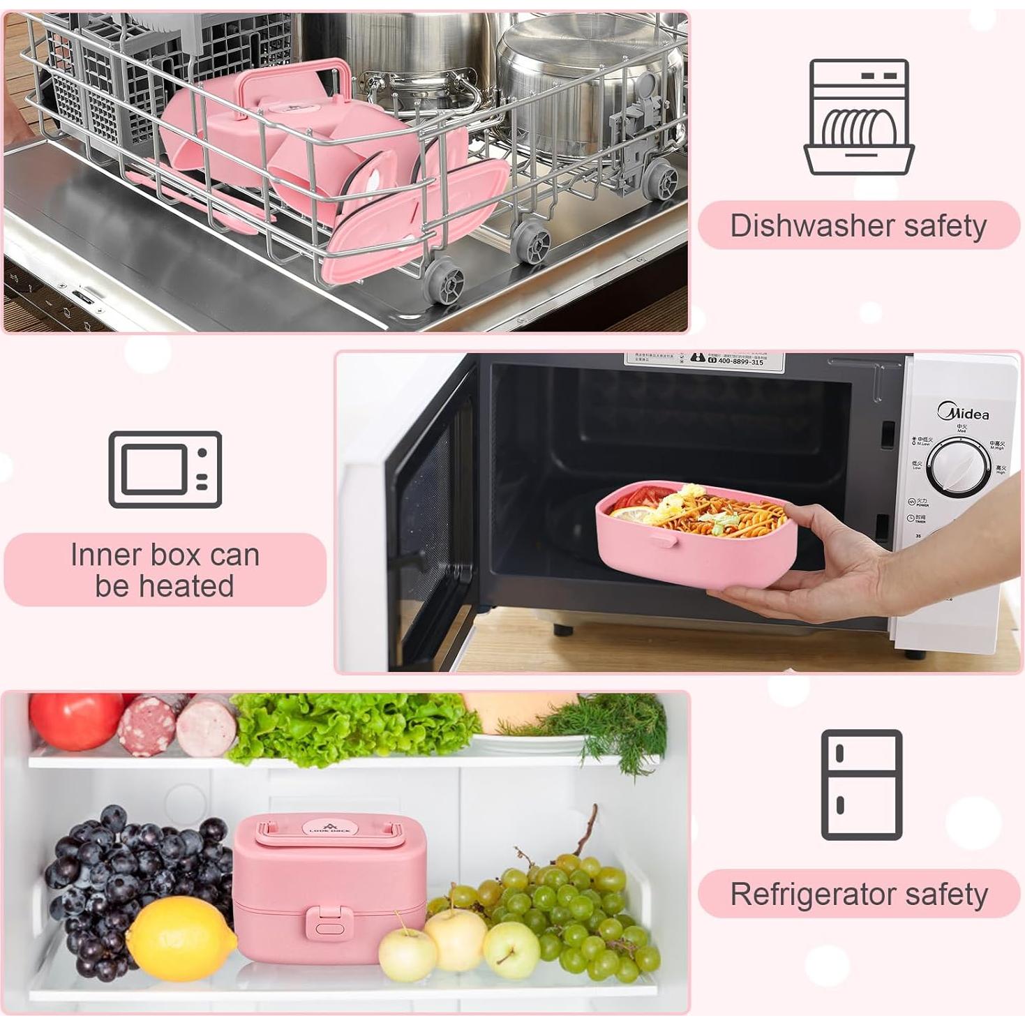 Caja de Almuerzo Bento Pawtong Rosa con Termo 227g Aislado