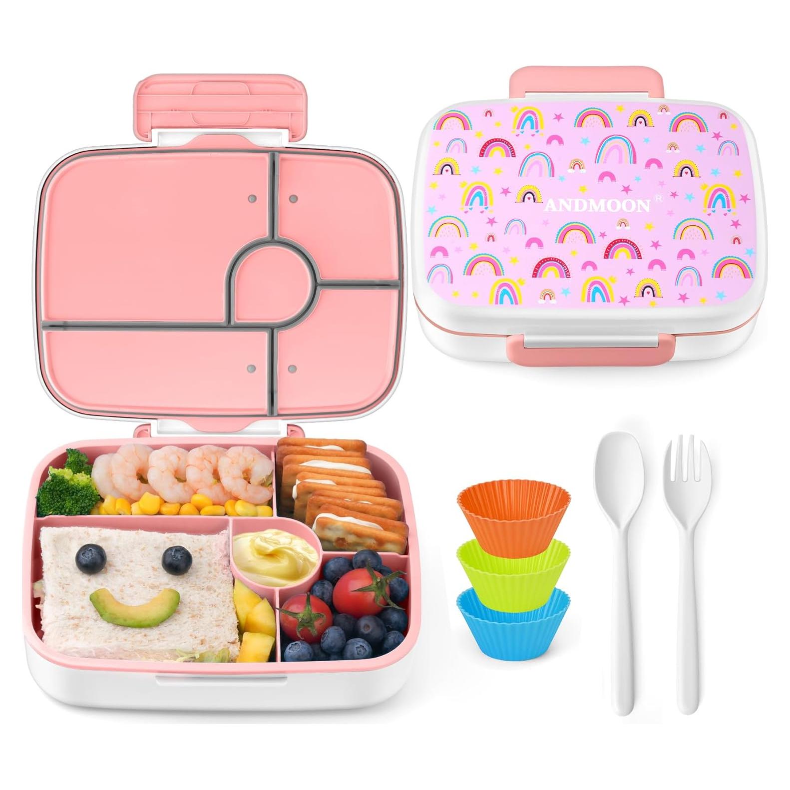 Caja Bento para Niños ANDMOON Rosa 5 Compartimentos 1300ml